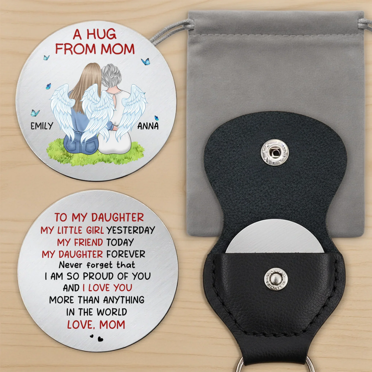 Custom Pocket Hug - Personalized Mother's Day Birthday Gifts For Mom, Daughter, Son - Take This Hug With You