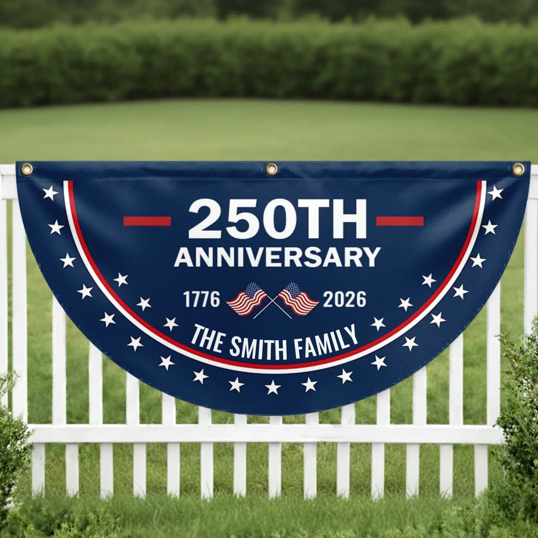 Custom Non-Pleated Fan Flag - Personalized America 250th Anniversary Gifts For Mom, Dad, Brother, Sister, Kids - Family Is Our Strength