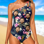 Custom Photo Sun’s Out, Sass Out - Couple Personalized Custom One Piece Swimsuit - Summer Vacation Gift For Wife, Anniversary