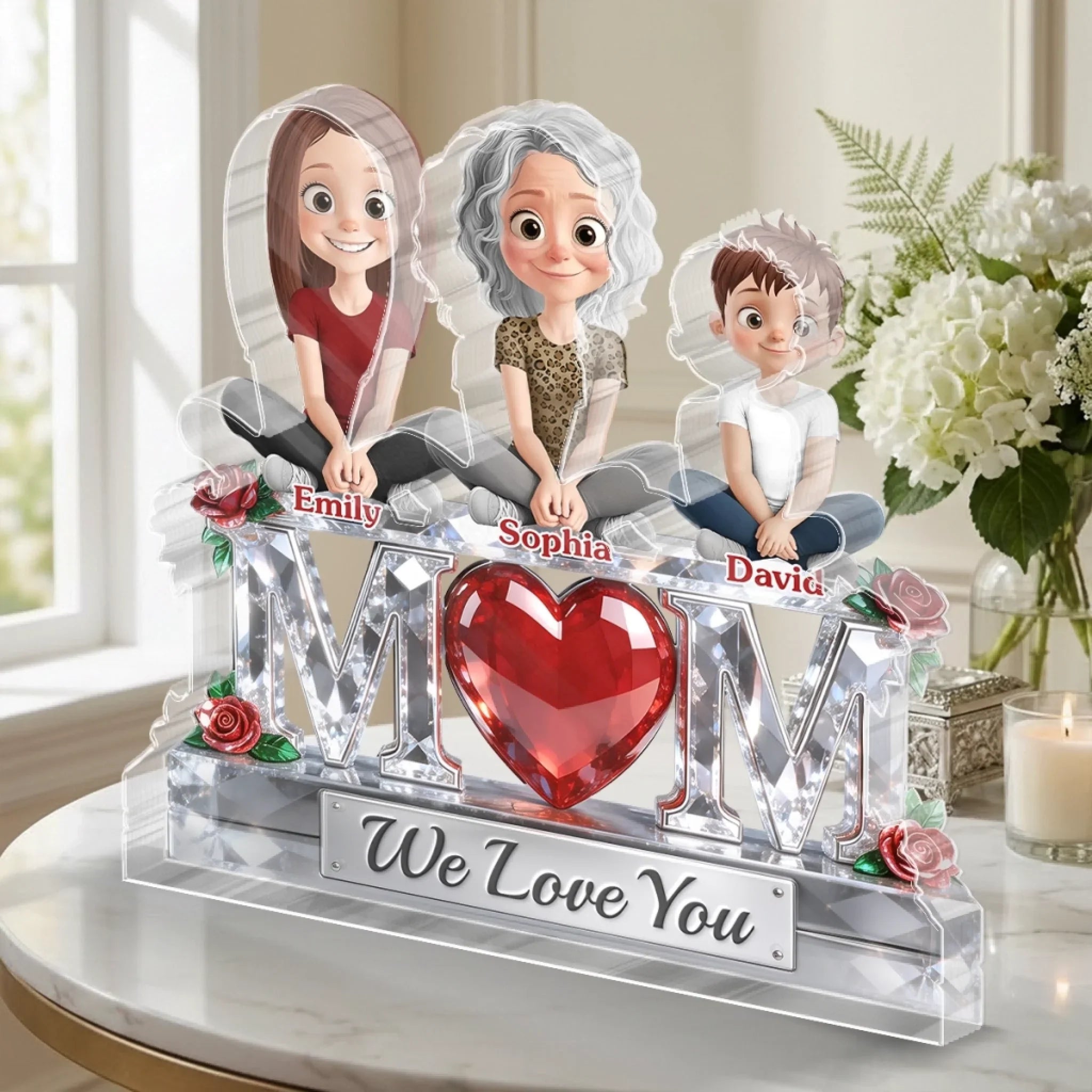 Custom Acrylic Plaque - Personalized Mother's Day Birthday Gifts For Mom - Love, Sealed In Ruby