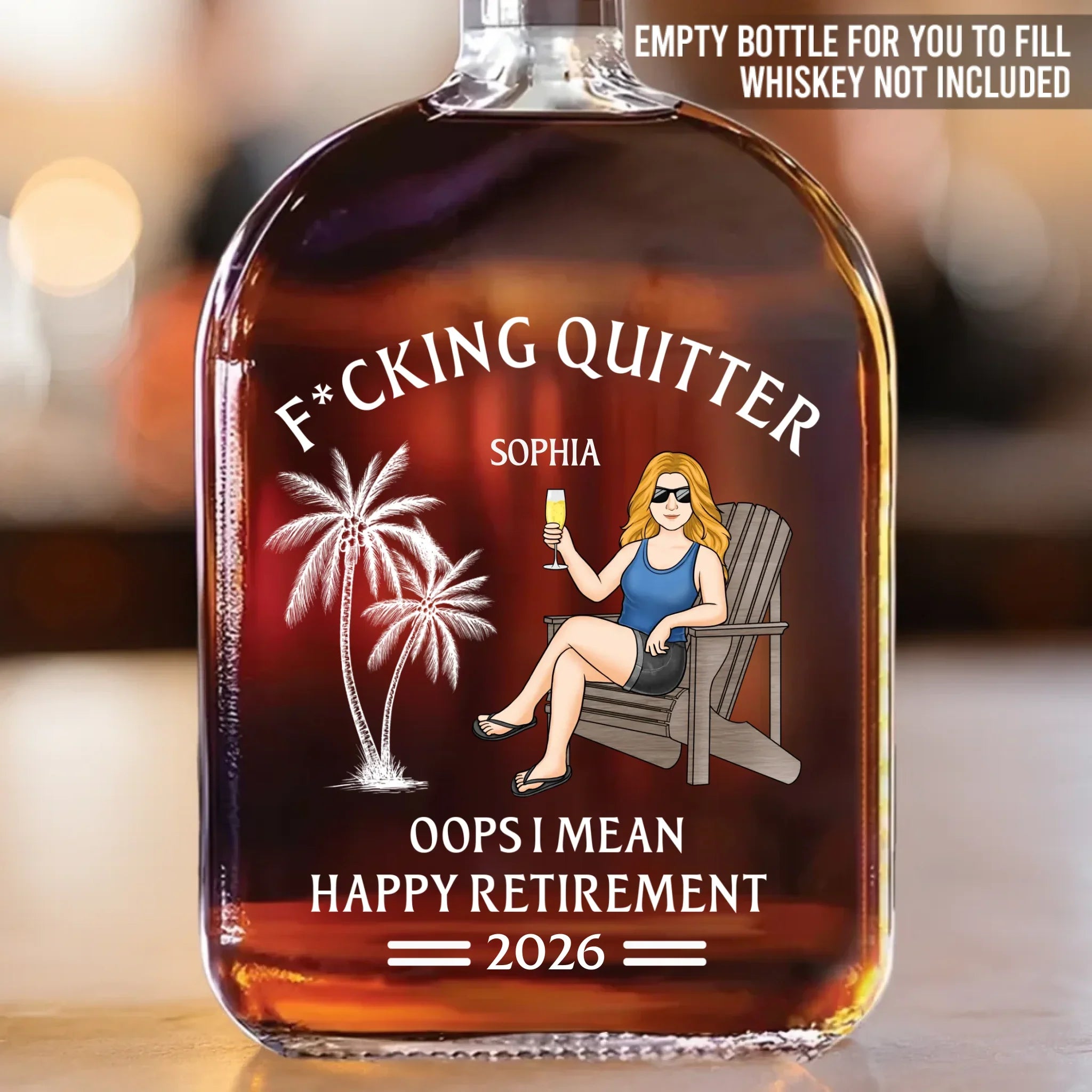 Custom Liquor Decanter - Personalized Retirement Gifts For Women, Men - Officially Done