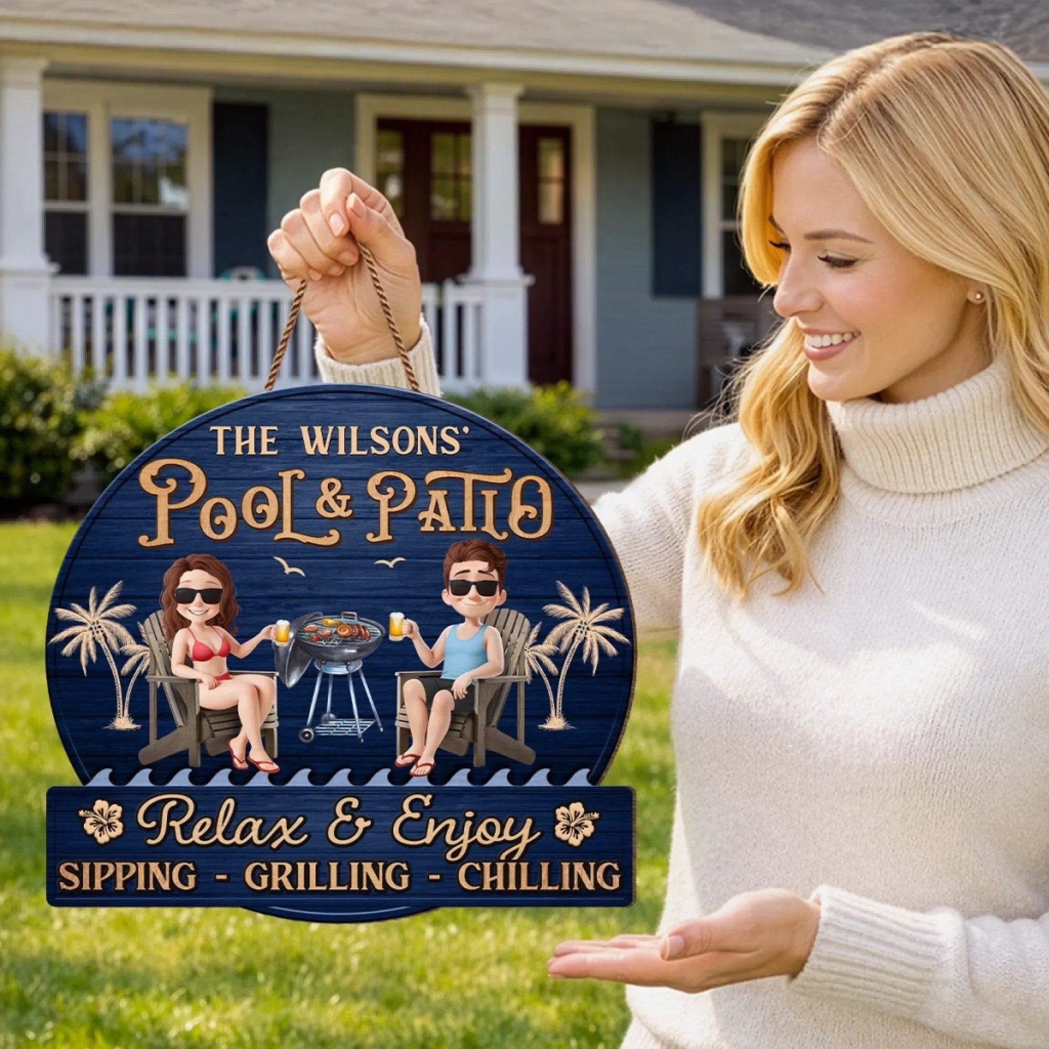 Custom Home Decor Wood Sign - Personalized Anniversary Wedding Gifts For Husband And Wife, Him And Her - Welcome To Our Happy Place