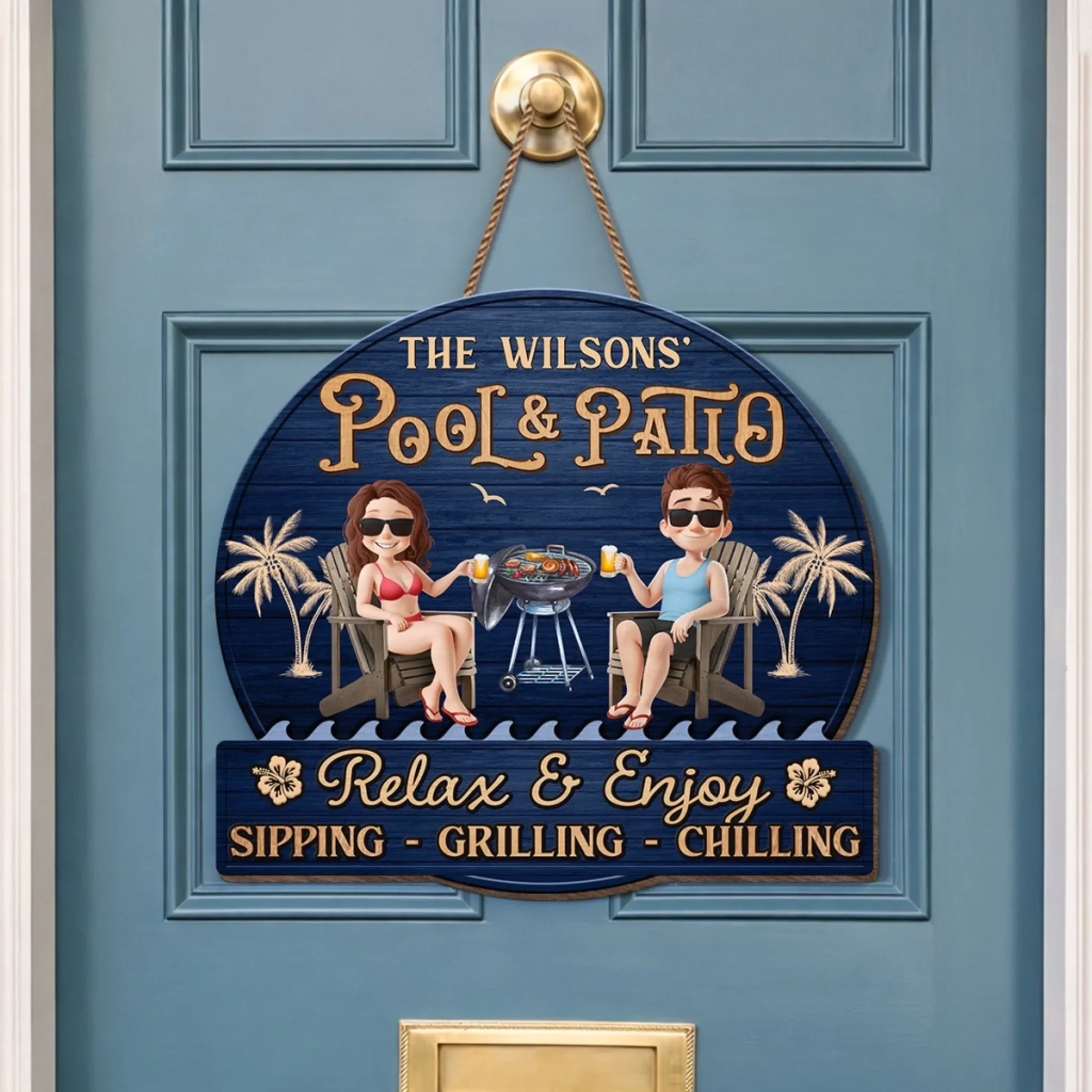 Custom Home Decor Wood Sign - Personalized Anniversary Wedding Gifts For Husband And Wife, Him And Her - Welcome To Our Happy Place