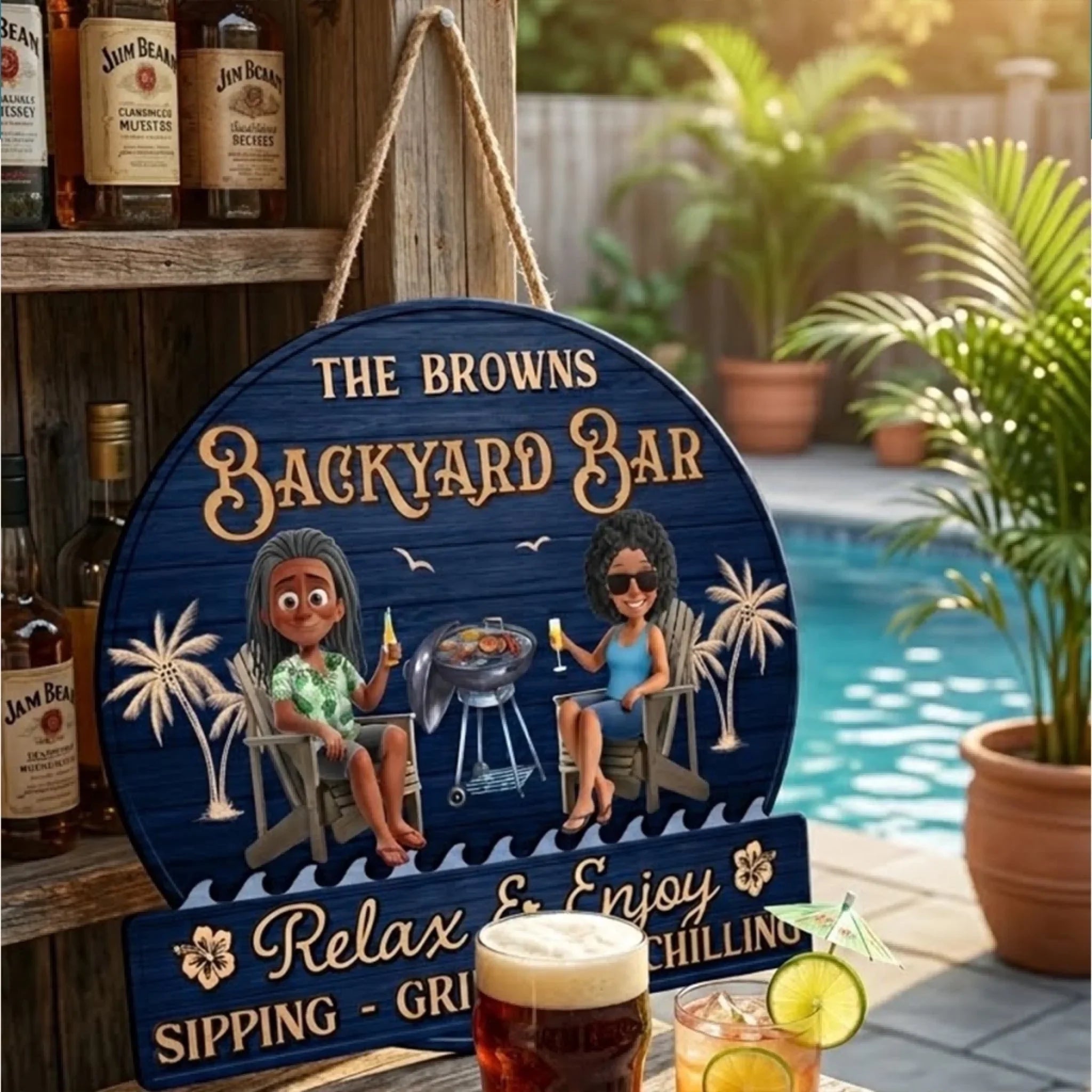 Custom Home Decor Wood Sign - Personalized Anniversary Wedding Gifts For Husband And Wife, Him And Her - Welcome To Our Happy Place