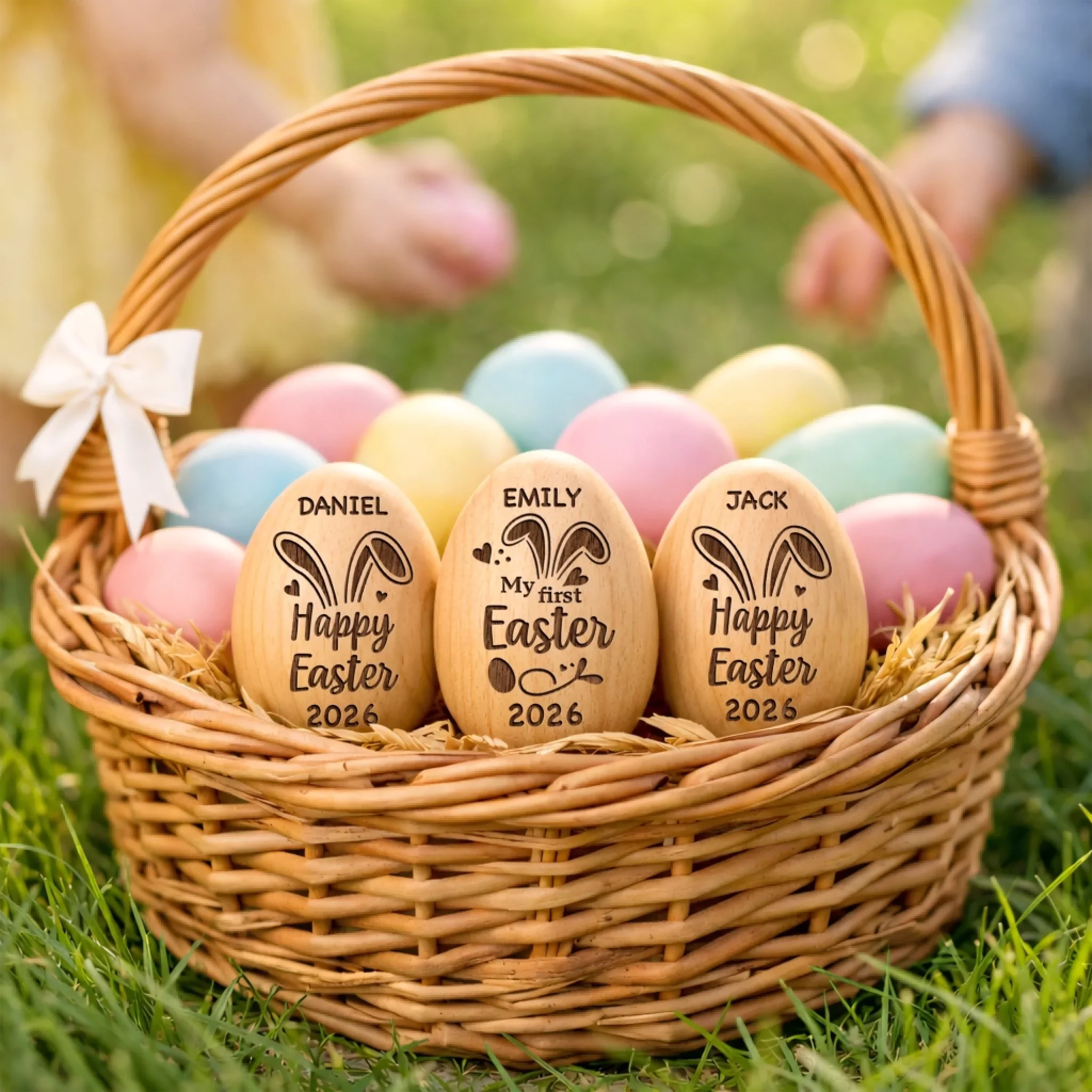 Custom Wooden Egg Shaker - Personalized Easter, Baby Shower, Gender Reveal Gifts For New Moms, New Dads, New Parents - Welcome To The World