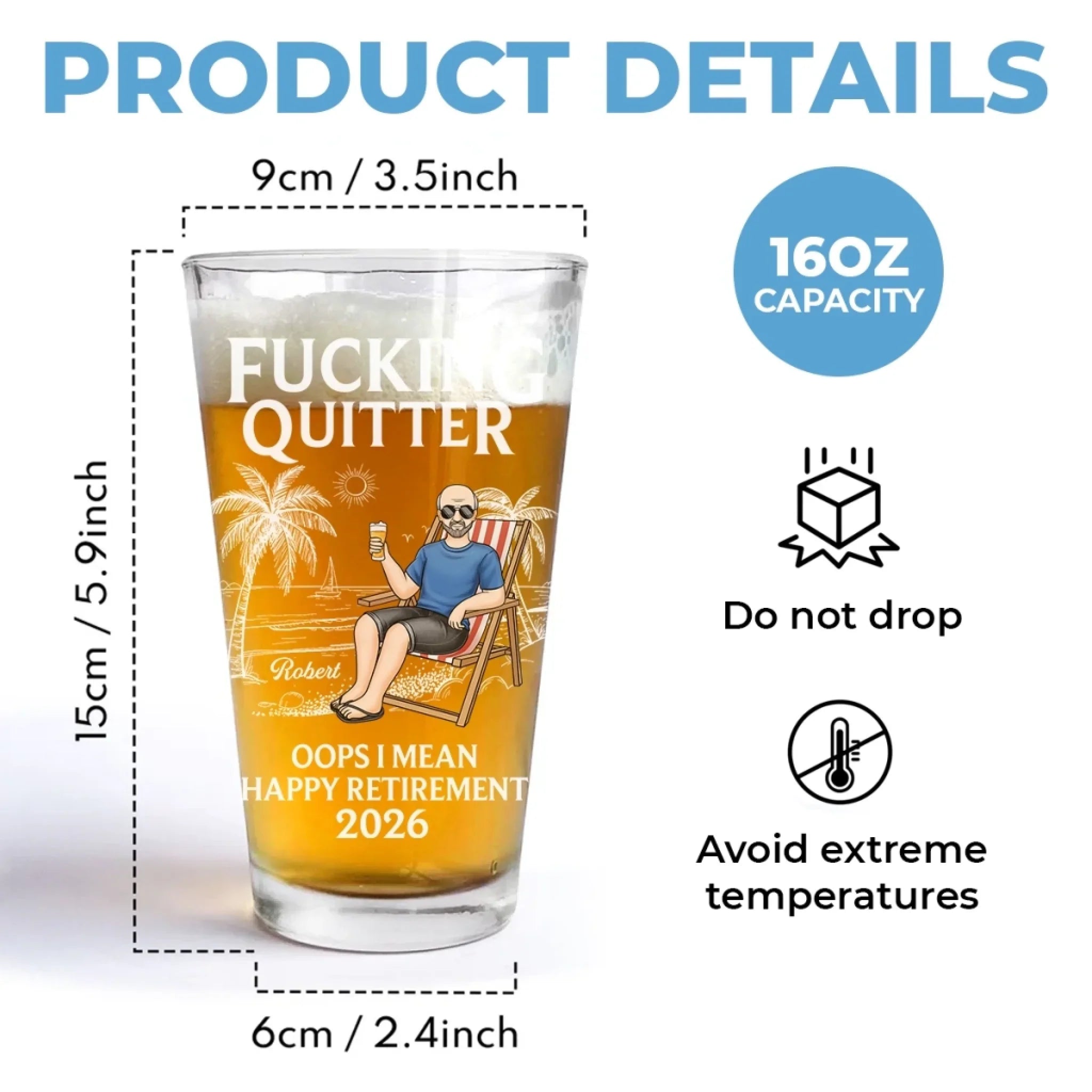 Custom Beer Glass - Personalized Retirement Gifts For Women, Men - Retired And Loving It