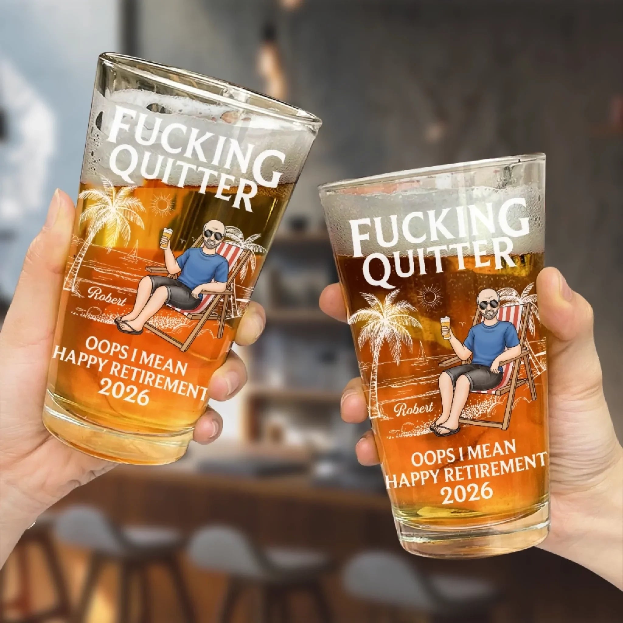 Custom Beer Glass - Personalized Retirement Gifts For Women, Men - Retired And Loving It
