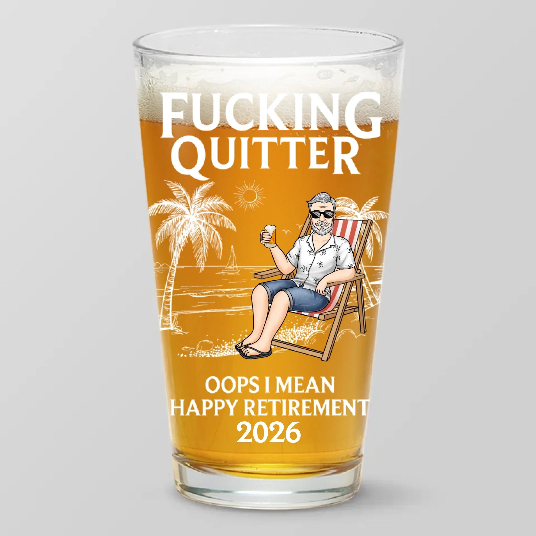 Custom Beer Glass - Personalized Retirement Gifts For Women, Men - Retired And Loving It