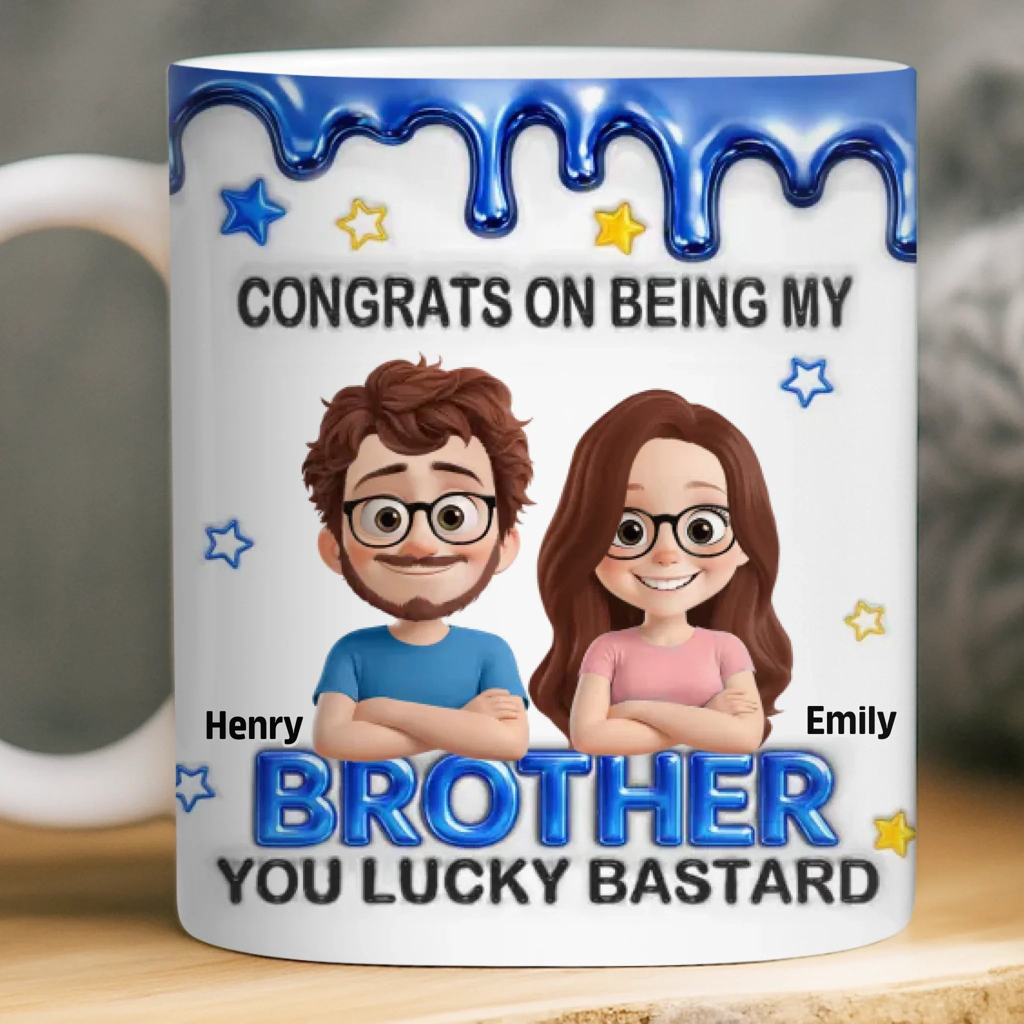 Custom 3D Inflated Effect Printed Mug - Personalized Birthday Gifts For Brother - Lucky To Have A Brother Like You
