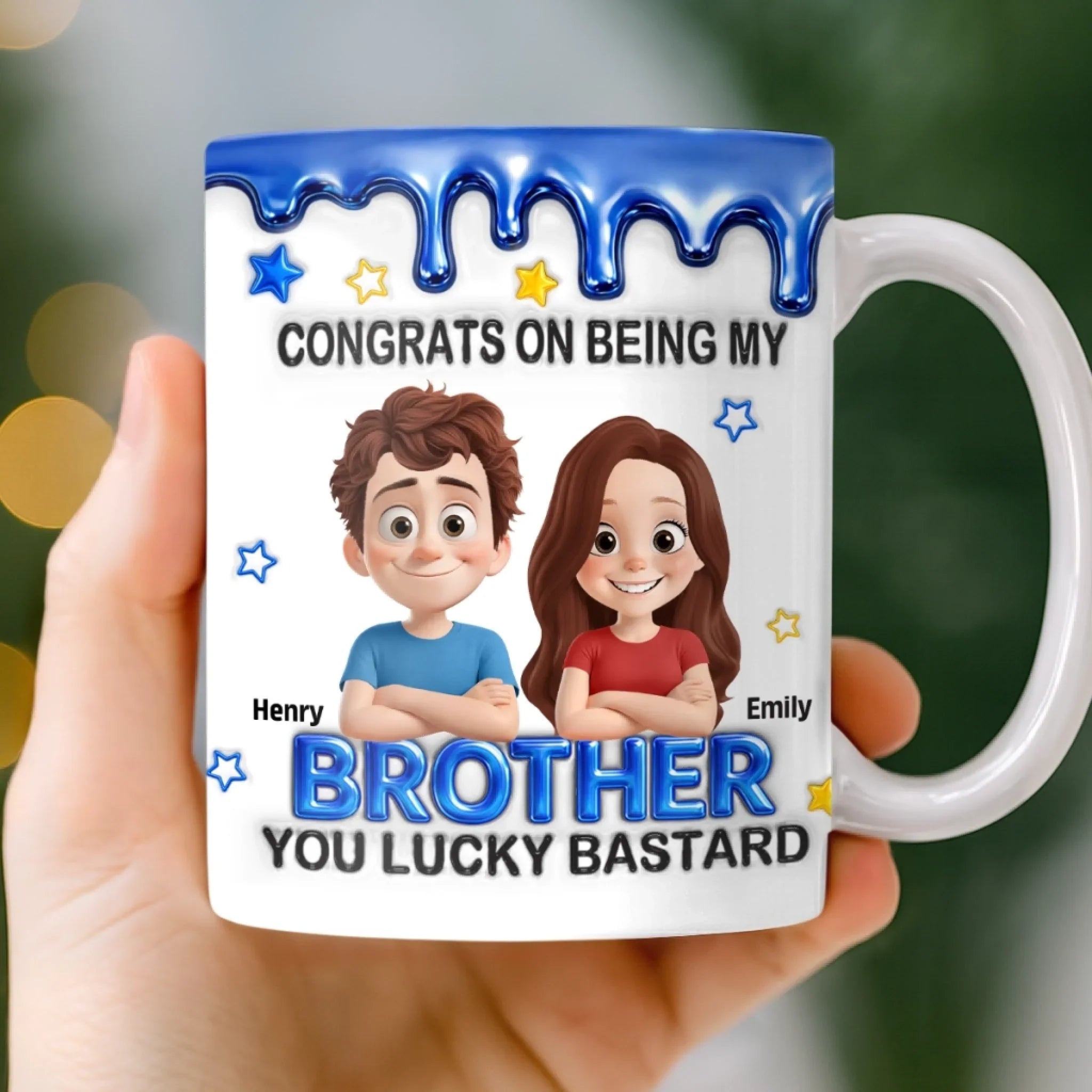 Custom 3D Inflated Effect Printed Mug - Personalized Birthday Gifts For Brother - Lucky To Have A Brother Like You