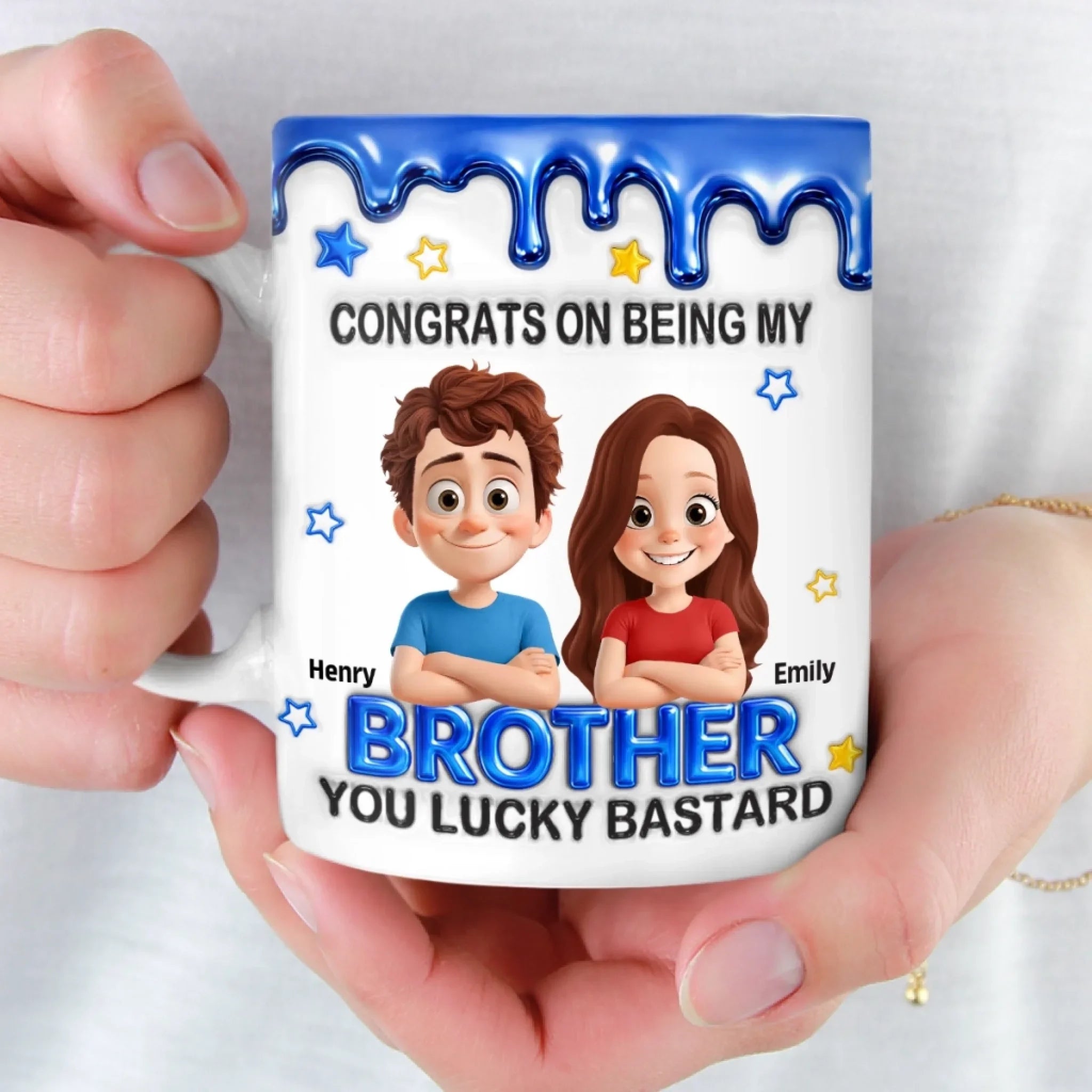 Custom 3D Inflated Effect Printed Mug - Personalized Birthday Gifts For Brother - Lucky To Have A Brother Like You