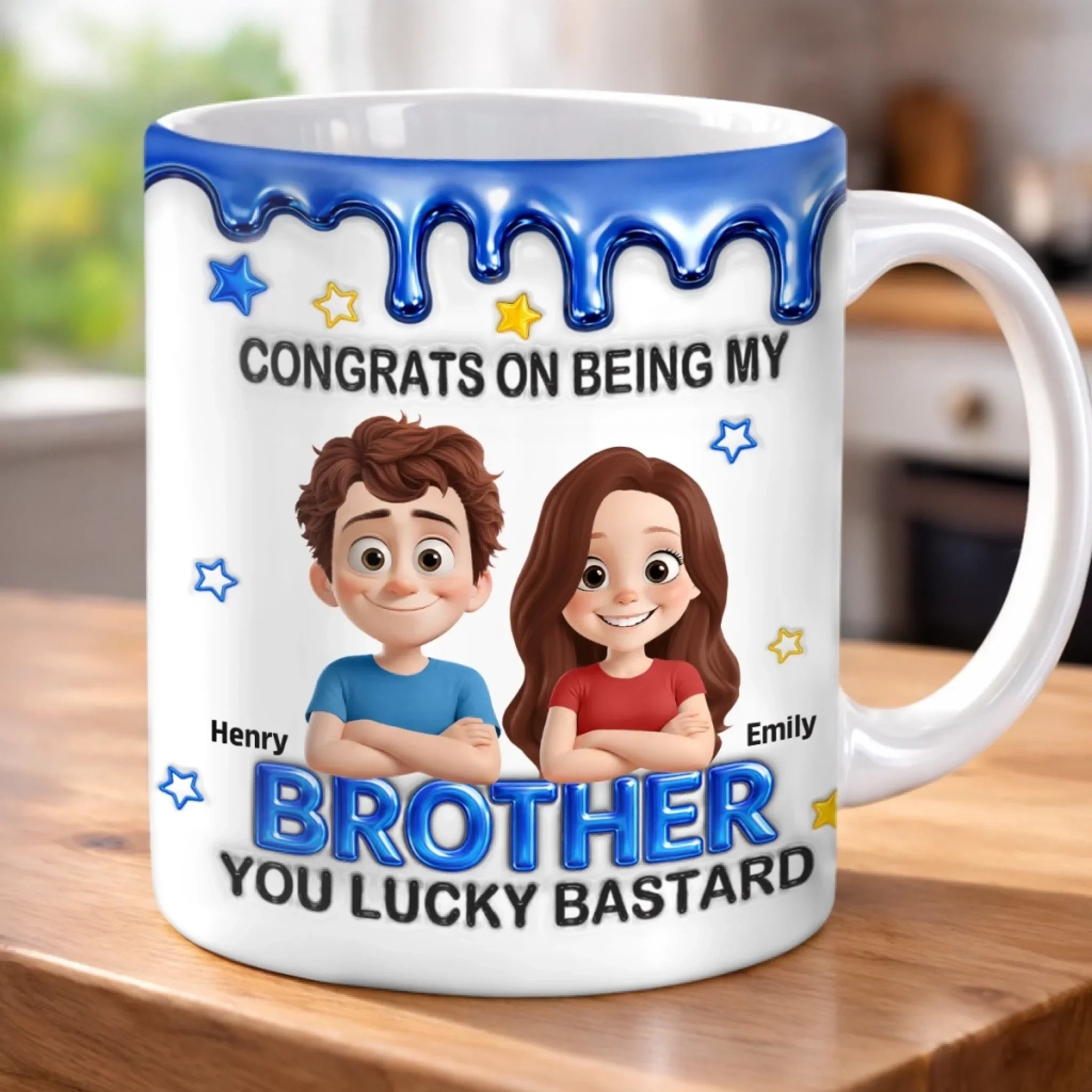 Custom 3D Inflated Effect Printed Mug - Personalized Birthday Gifts For Brother - Lucky To Have A Brother Like You