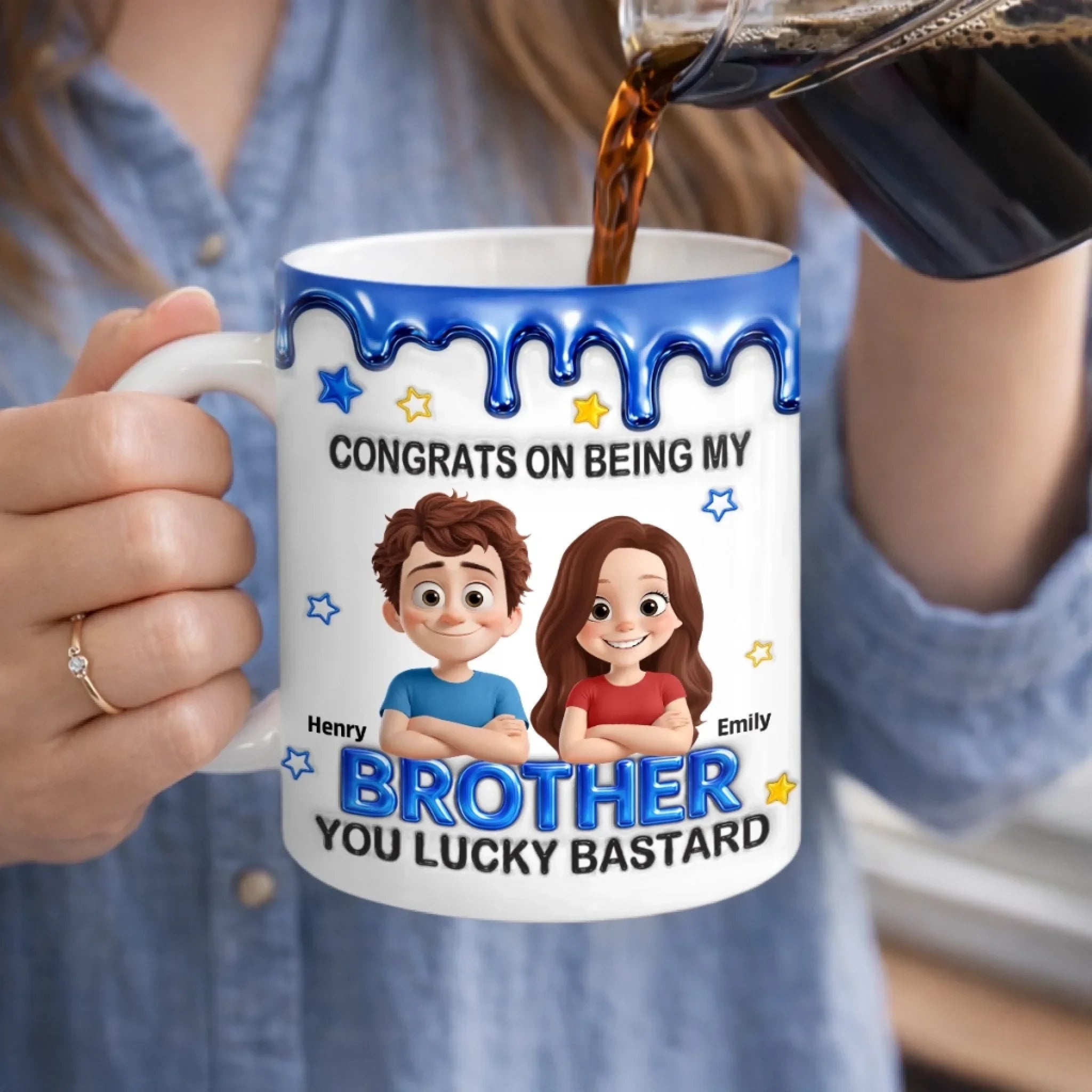 Custom 3D Inflated Effect Printed Mug - Personalized Birthday Gifts For Brother - Lucky To Have A Brother Like You