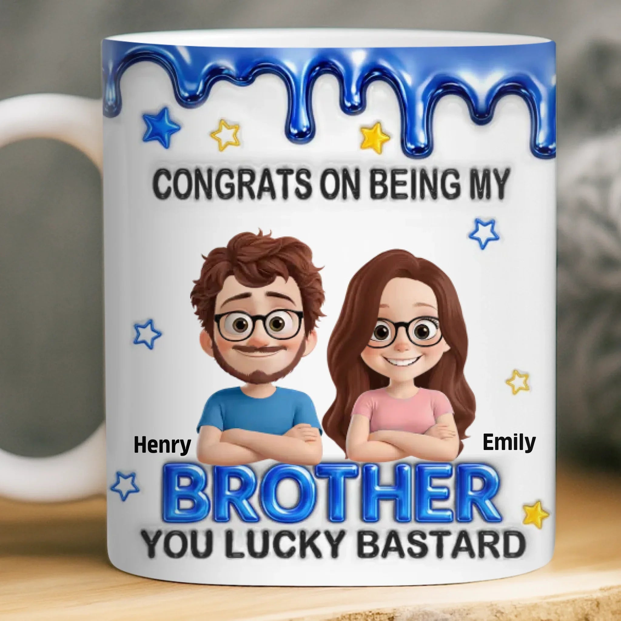 Custom 3D Inflated Effect Printed Mug - Personalized Birthday Gifts For Brother - Lucky To Have A Brother Like You