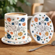 Custom 3D Inflated Effect Printed Mug And Coaster Set - Personalized Mother's Day Birthday Gifts For Mom, Grandma - Her Love, Forever In Our Hands