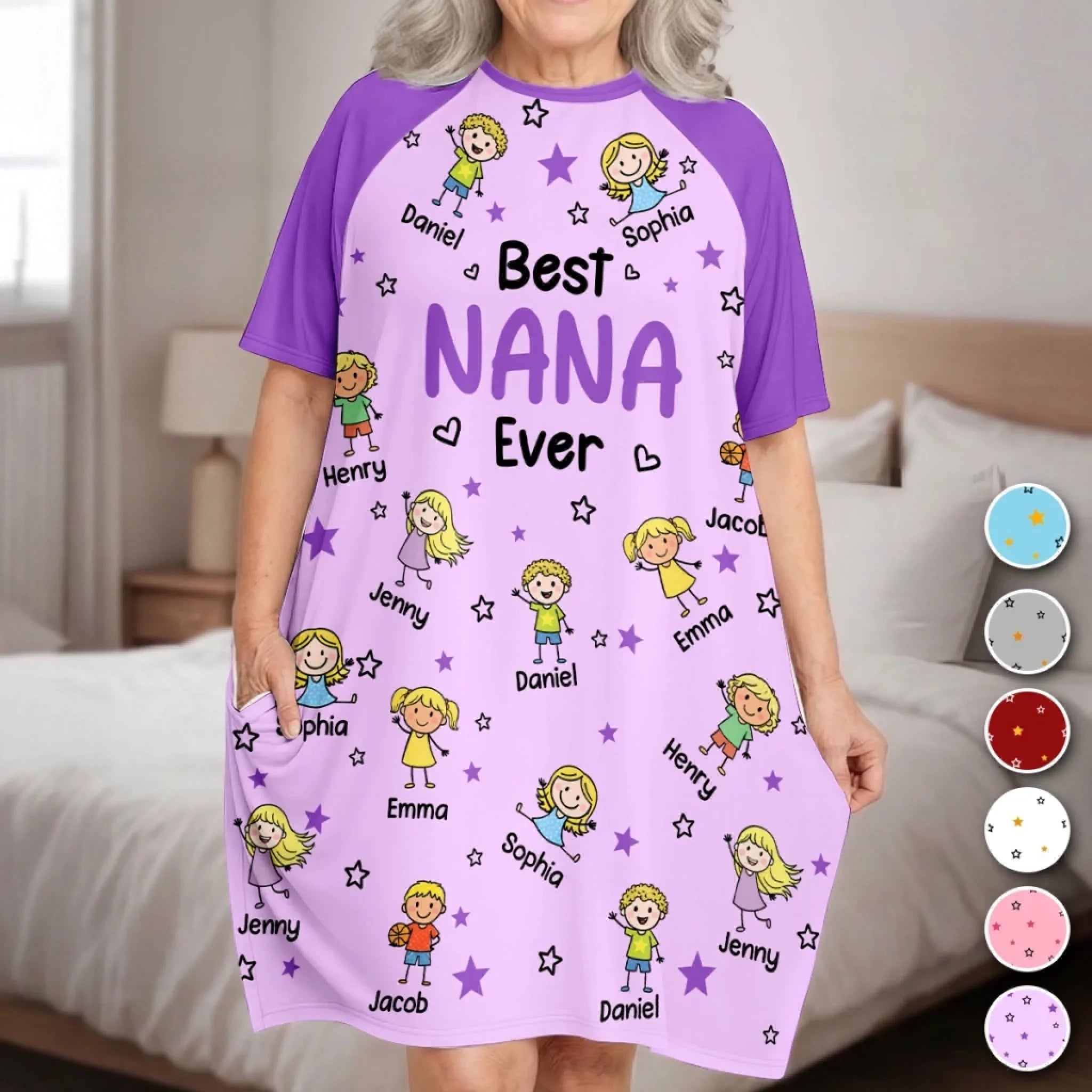 Custom Women's Sleep Tee - Personalized Mother's Day Birthday Gifts For Mom, Grandma - All Love Leads To Nana