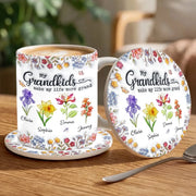 Custom 3D Inflated Effect Printed Mug And Coaster Set - Personalized Mother's Day Birthday Gifts For Mom, Grandma - Grandkids Make Life Bloom