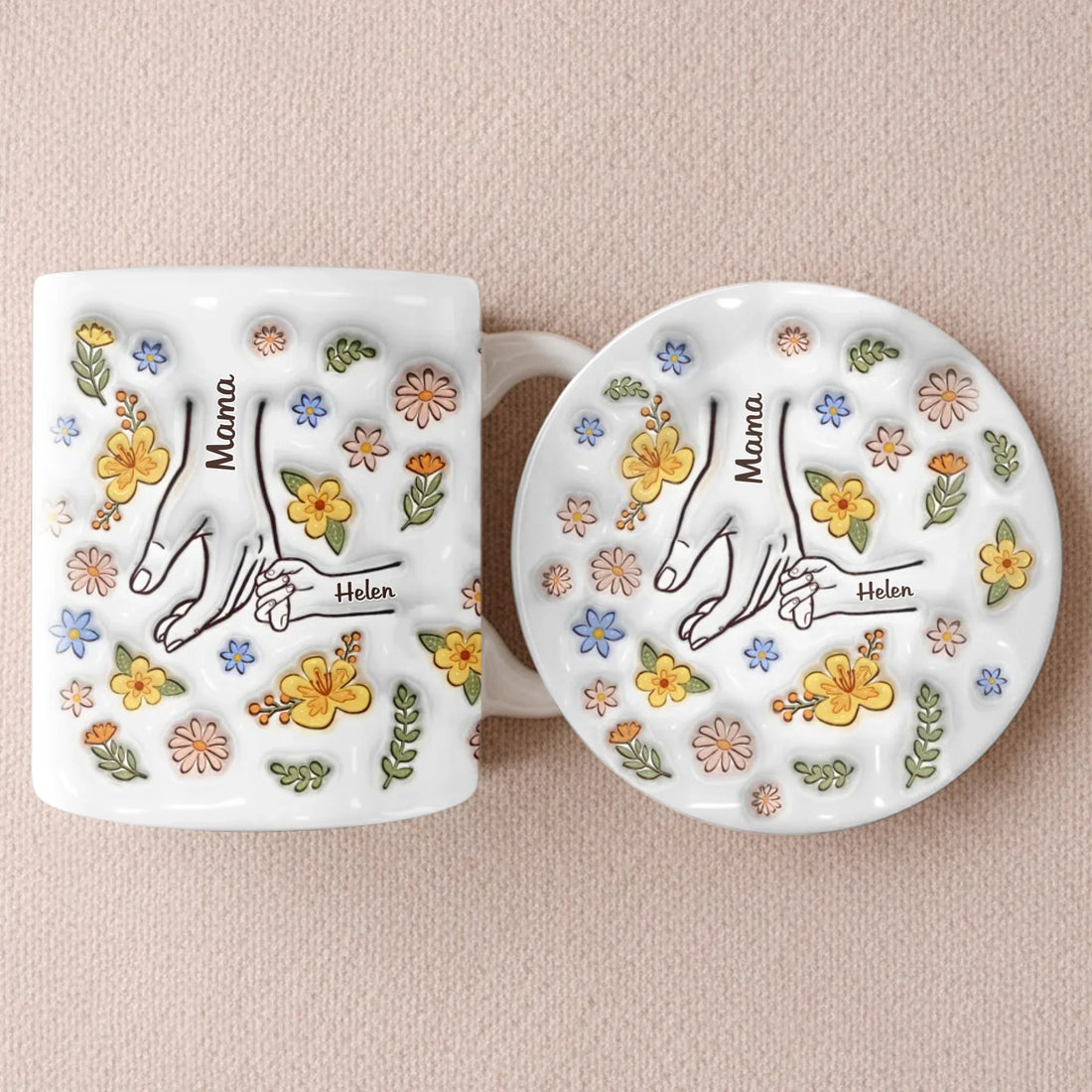 Custom 3D Inflated Effect Printed Mug And Coaster Set - Personalized Mother's Day Birthday Gifts For Mom, Grandma - Mom Holds Us Together