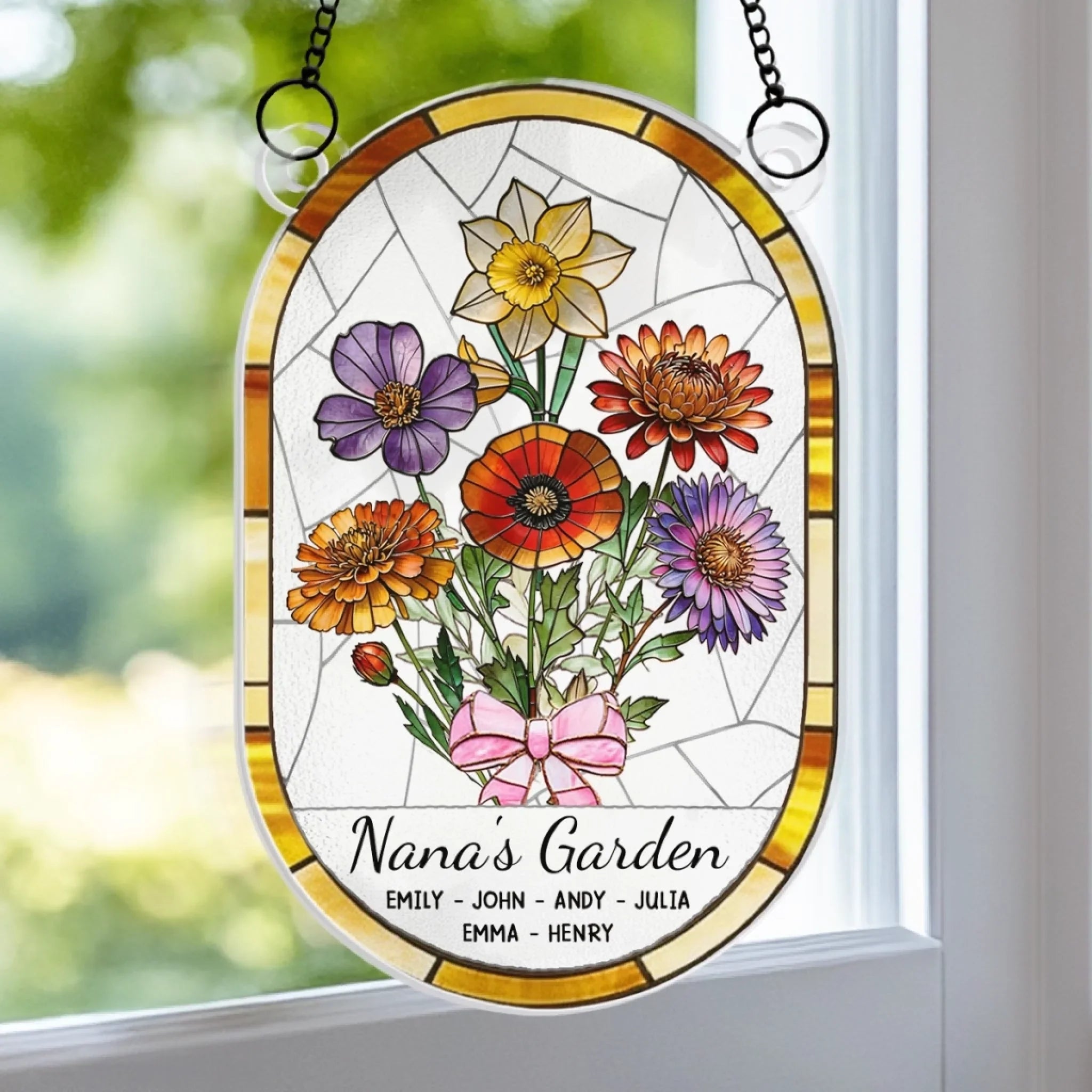 Custom Sunflower Window Hanging Suncatcher Ornament - Personalized Mother's Day Birthday Gifts For Mom, Grandma - A Little Garden Of Big Love