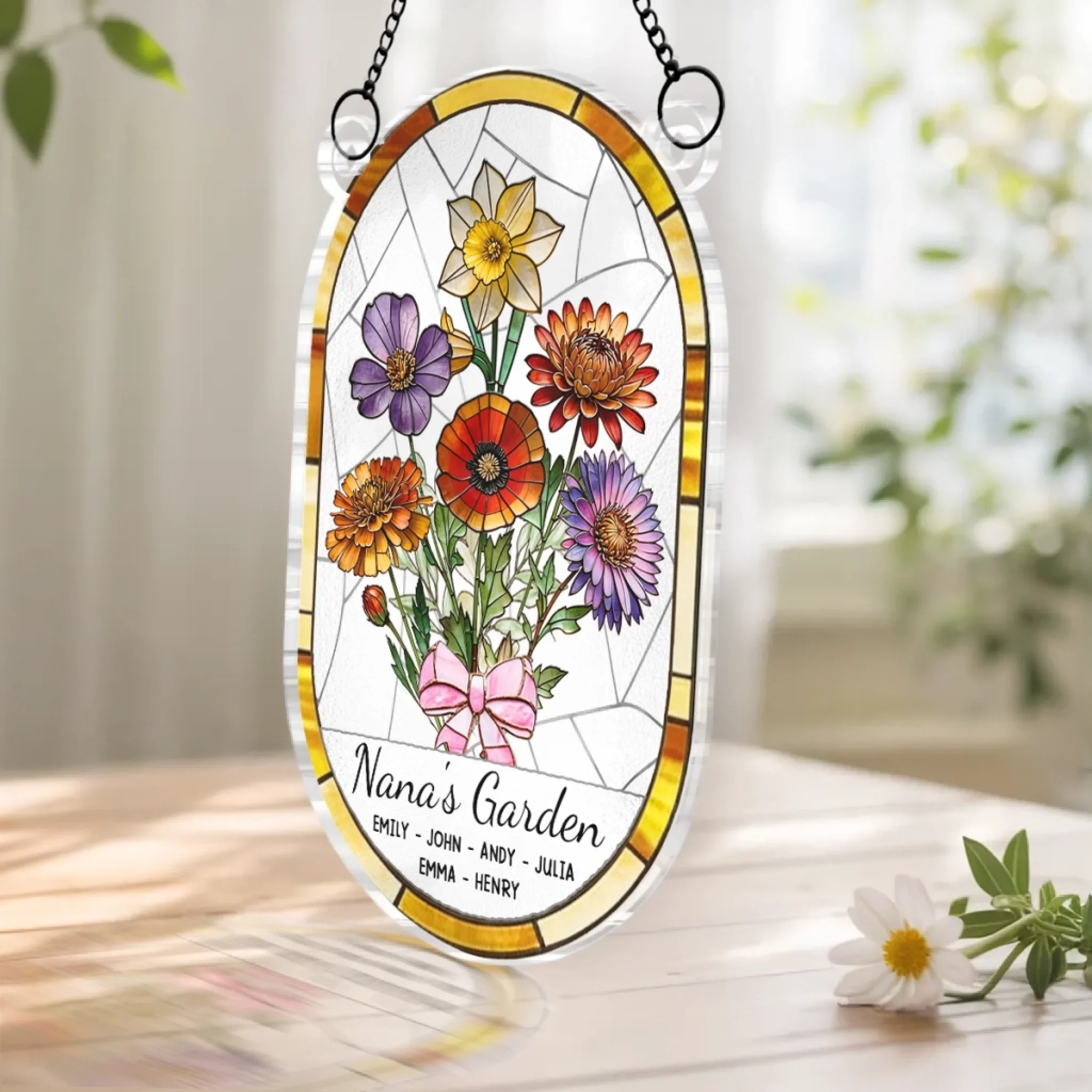 Custom Sunflower Window Hanging Suncatcher Ornament - Personalized Mother's Day Birthday Gifts For Mom, Grandma - A Little Garden Of Big Love