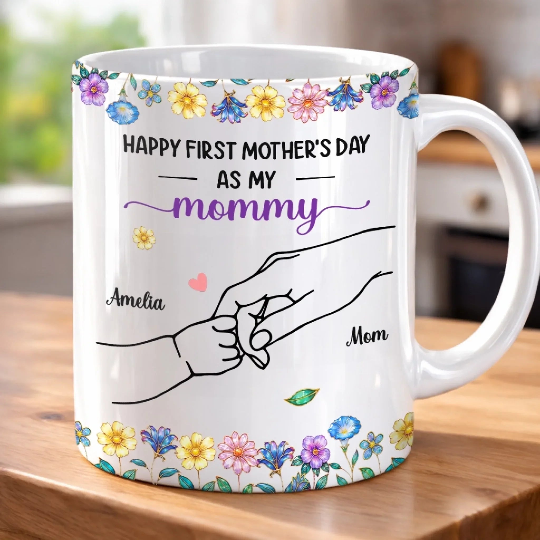 Custom Mug - Personalized Mother's Day, Baby Shower, Gender Reveal Gifts For New Moms, Wife, Daughter - The Sweetest Little Hand To Hold