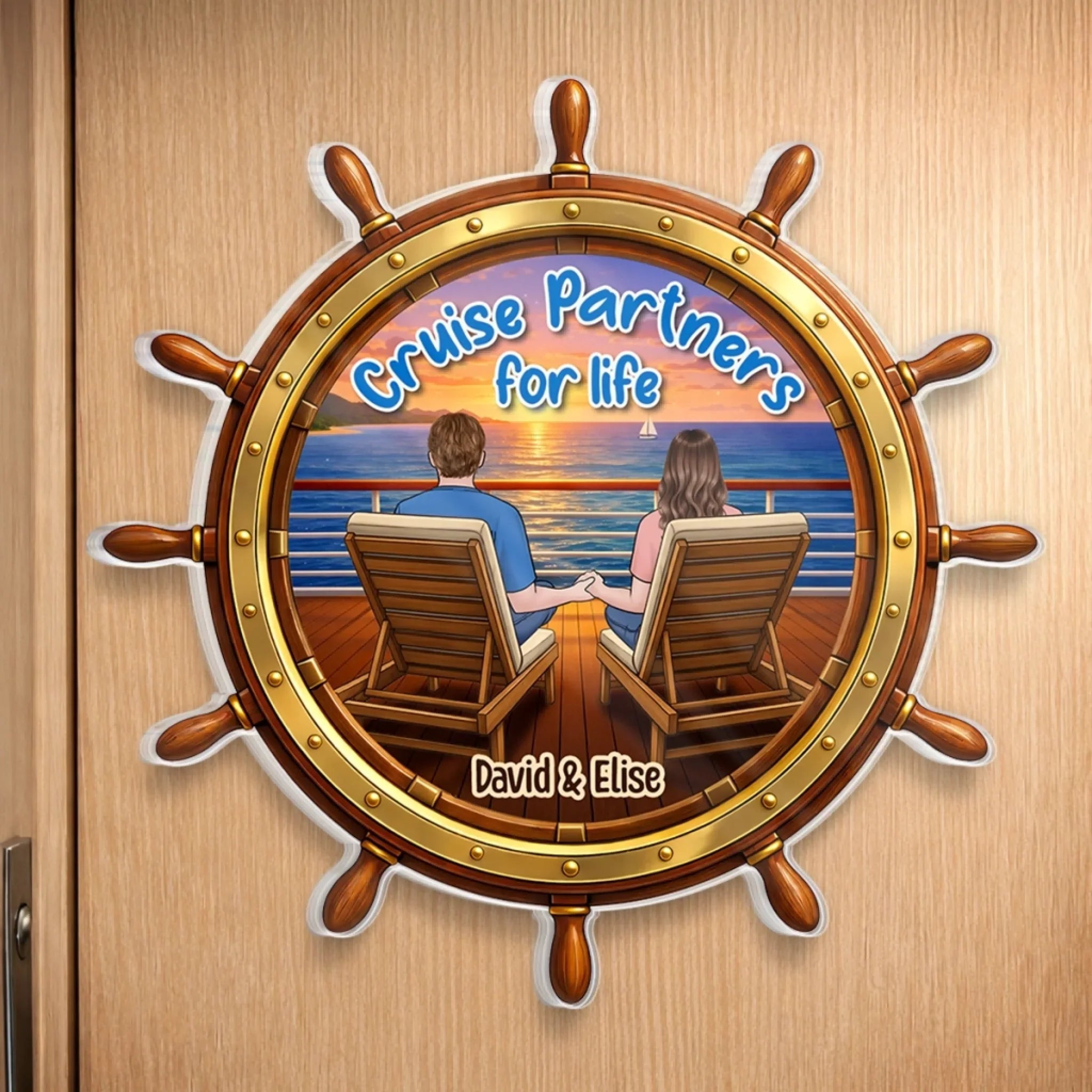 Custom Cruise Ship Door Magnet - Personalized Summer Vacation And Travel Gifts For Husband And Wife, Him And Her - Anchored In Love