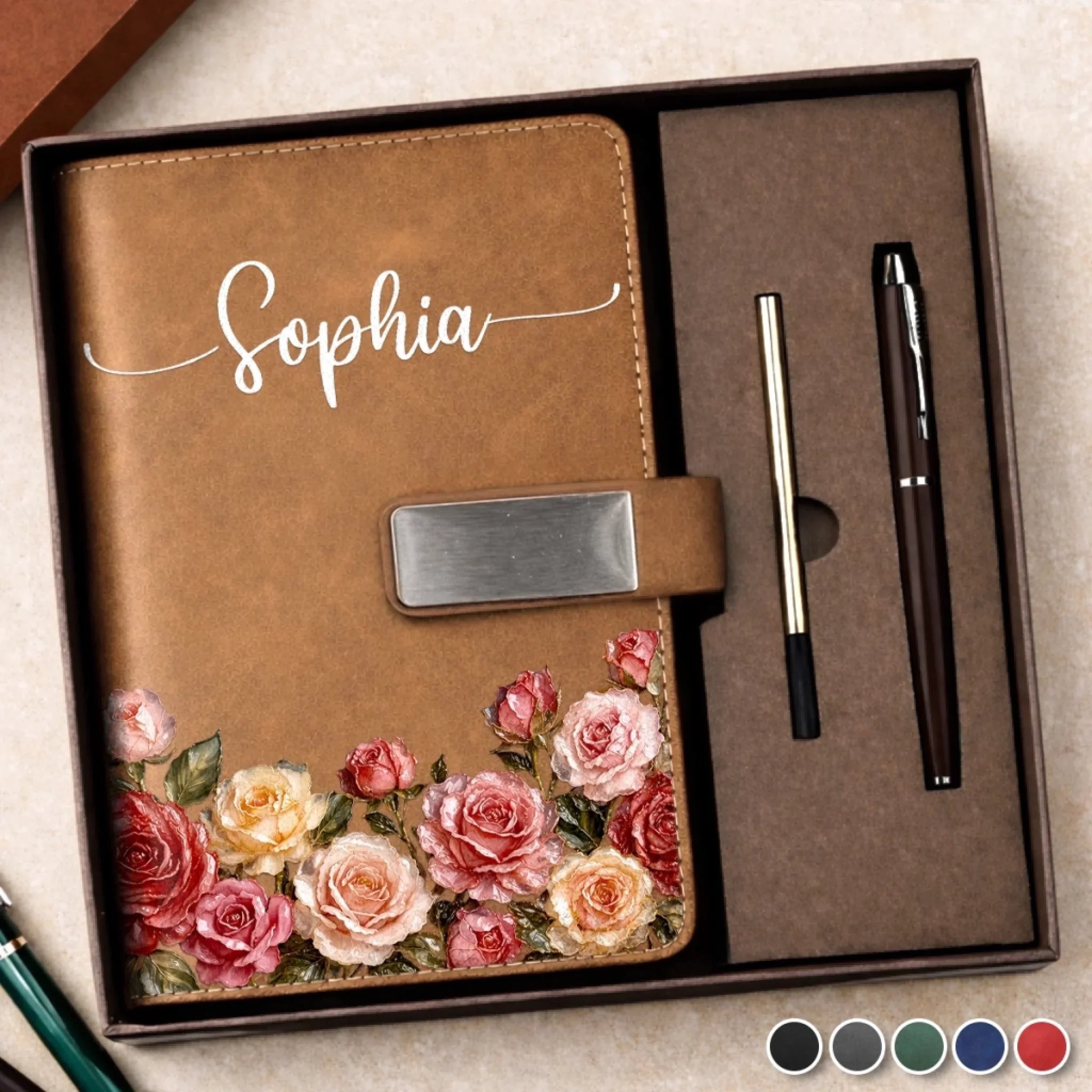 Custom Birth Month Flower Notebook Set - Personalized Birthday Gifts For Besties, Sisters, BFF, Family, Yourself - Proud Of My Own Journey