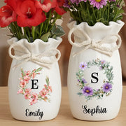 Custom Flower Vase With Ribbon - Personalized Best Friend Birthday Gifts For Women, Besties, Sisters, BFF - A Floral Touch Of You