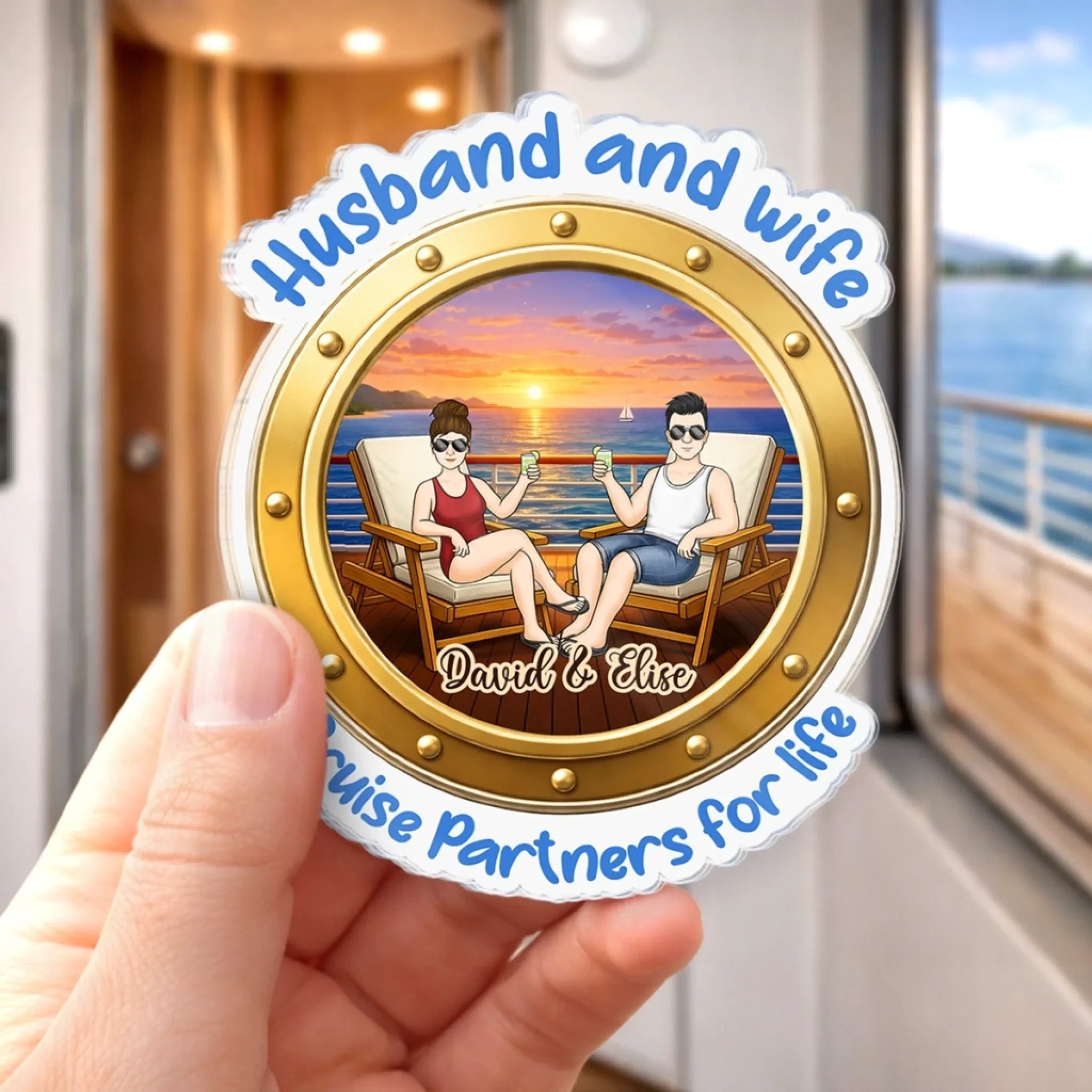 Custom Cruise Ship Door Magnet - Personalized Summer Vacation And Travel Gifts For Husband And Wife, Him And Her - Cruise Partners For Life