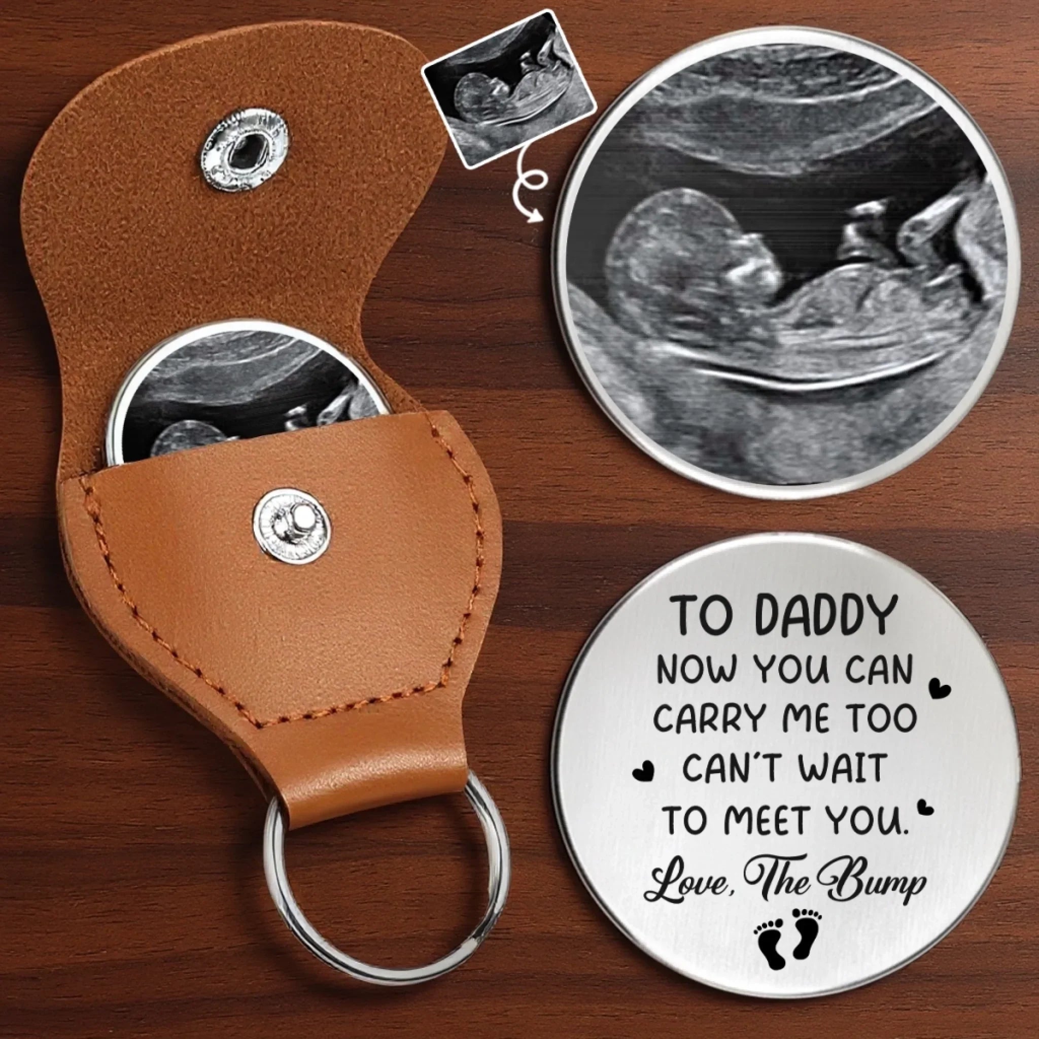 Custom Photo Pocket Hug - Personalized Baby Shower, Gender Reveal Gifts For New Dads, Husband, Son - Promoted To Dad Soon