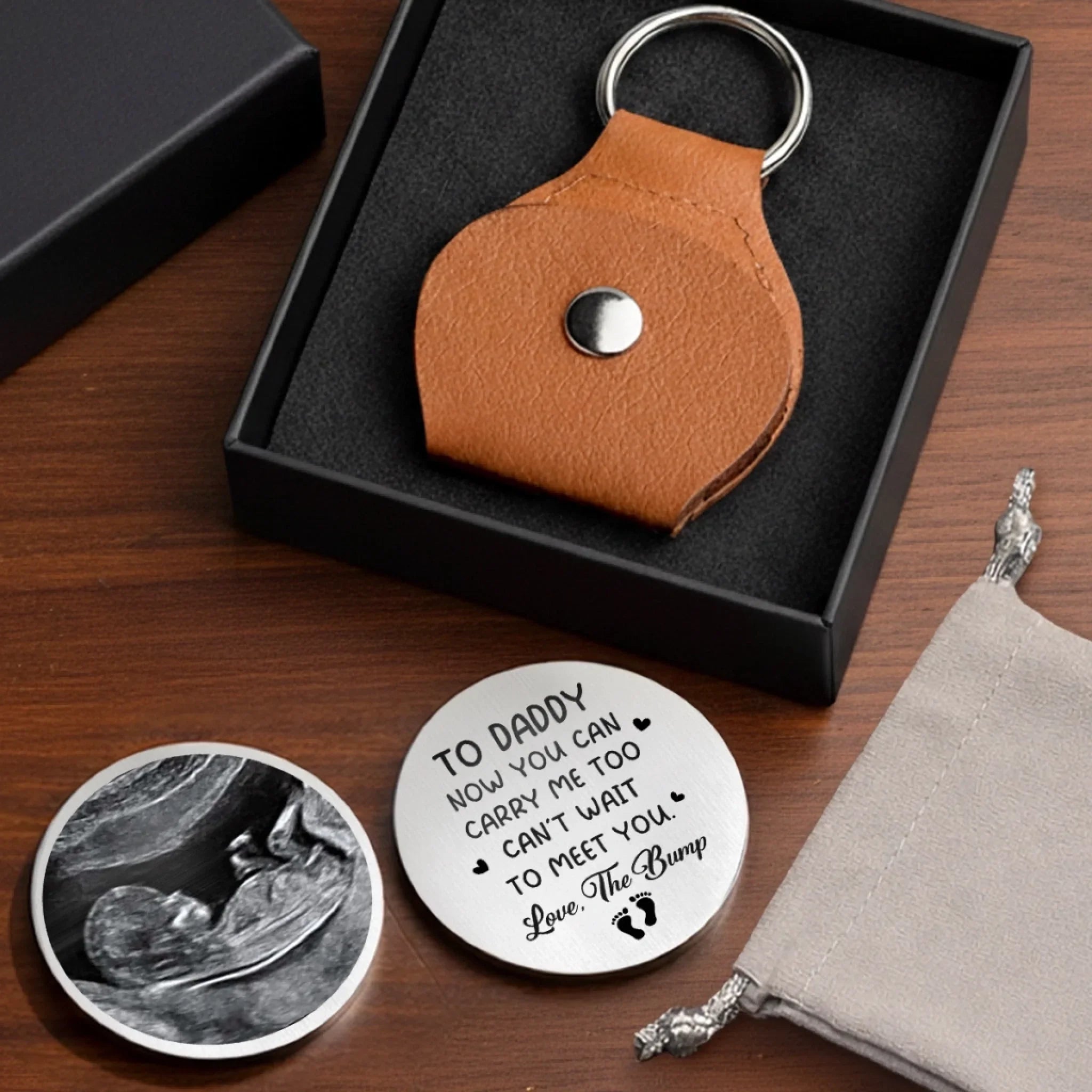 Custom Photo Pocket Hug - Personalized Baby Shower, Gender Reveal Gifts For New Dads, Husband, Son - Promoted To Dad Soon