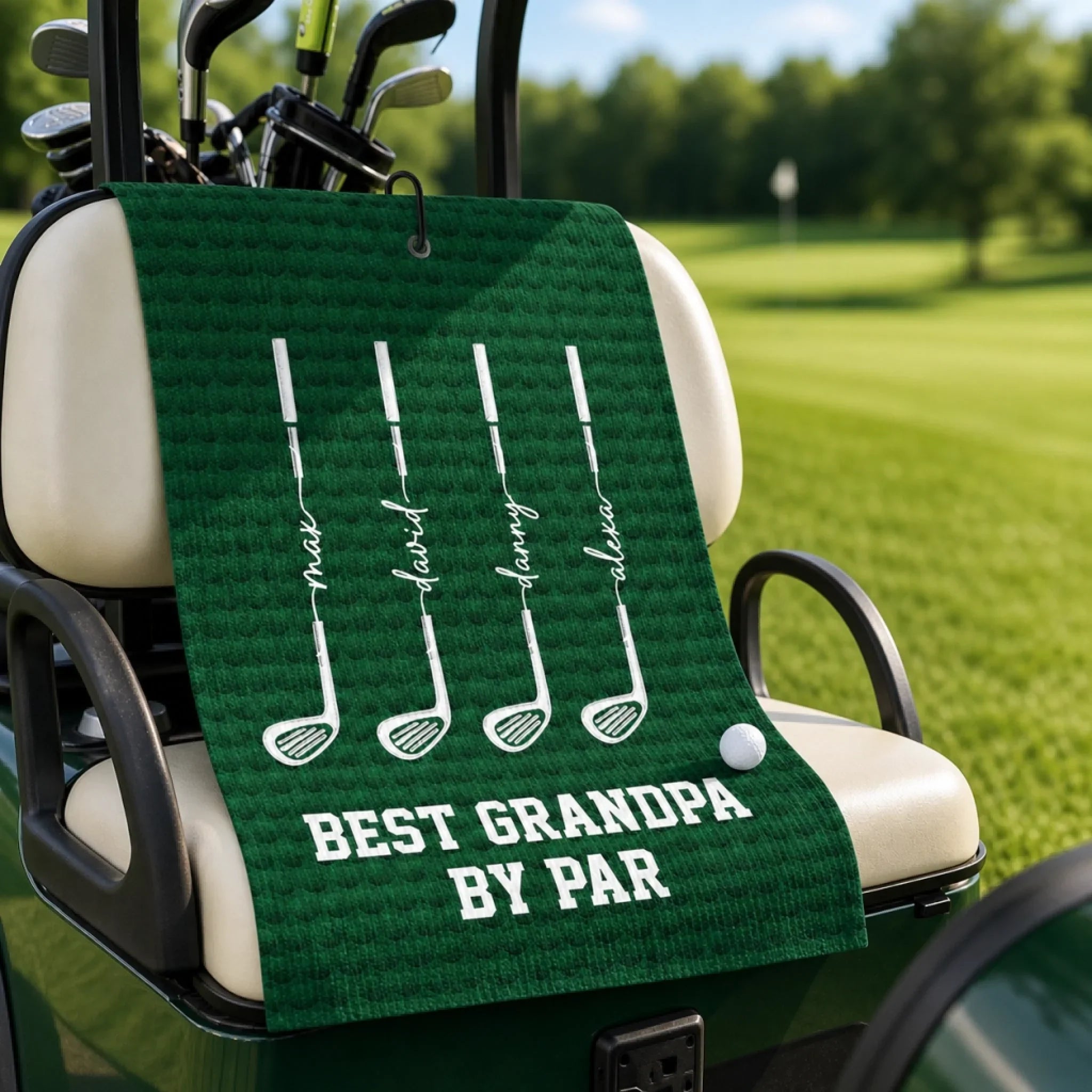 Custom Golf Towel - Personalized Father's Day Birthday Golf Gifts For Dad, Grandpa - Swing, Smile, Repeat