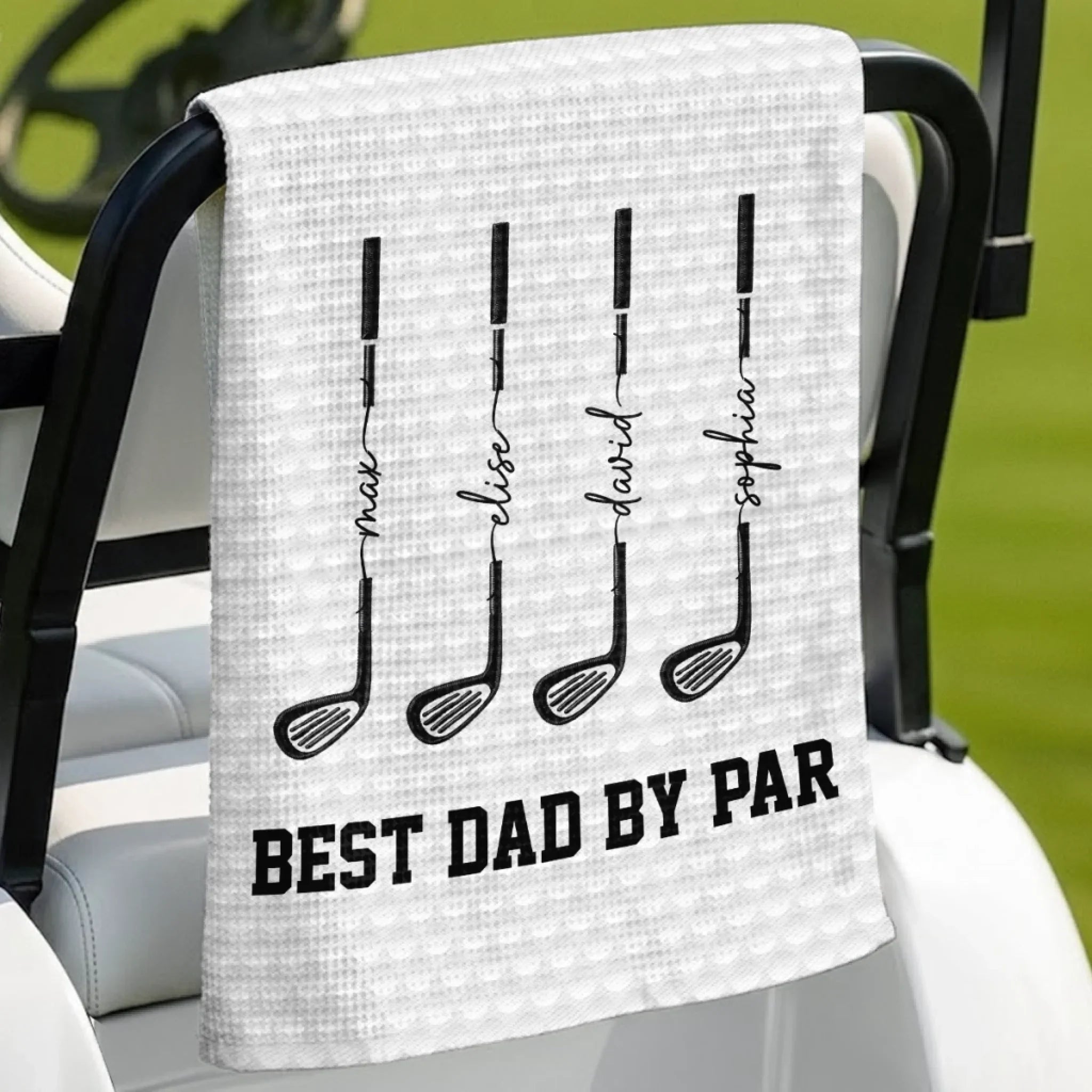 Custom Golf Towel - Personalized Father's Day Birthday Golf Gifts For Dad, Grandpa - Swing, Smile, Repeat