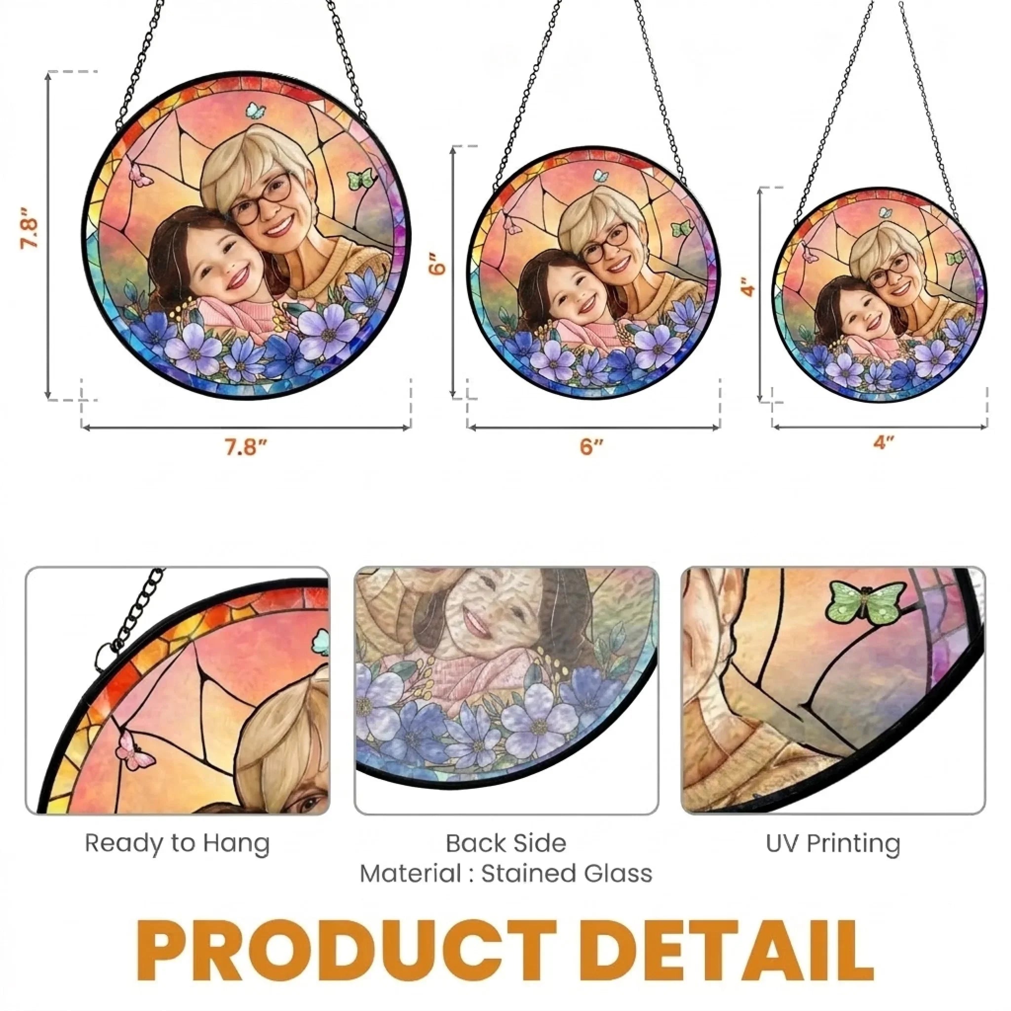 Custom Photo Stained Glass Window Hanging Suncatcher - Personalized Mother's Day Father's Day Gifts For Mom, Grandma, Dad, Grandpa - Mom And Dad Are My Superpower