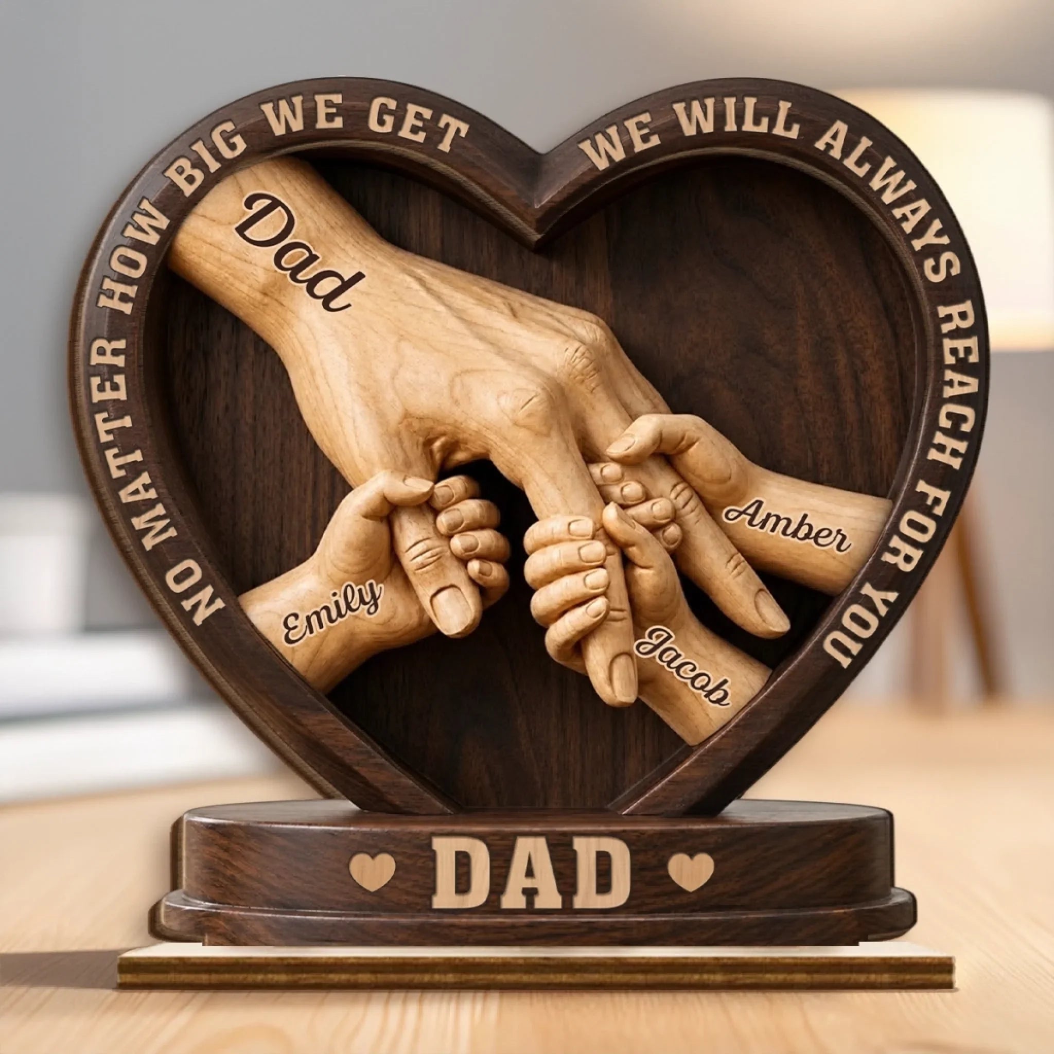 Custom 2-Layered Wooden Plaque - Personalized Father's Day Birthday Gifts For Dad, Grandpa - Crafted With Love