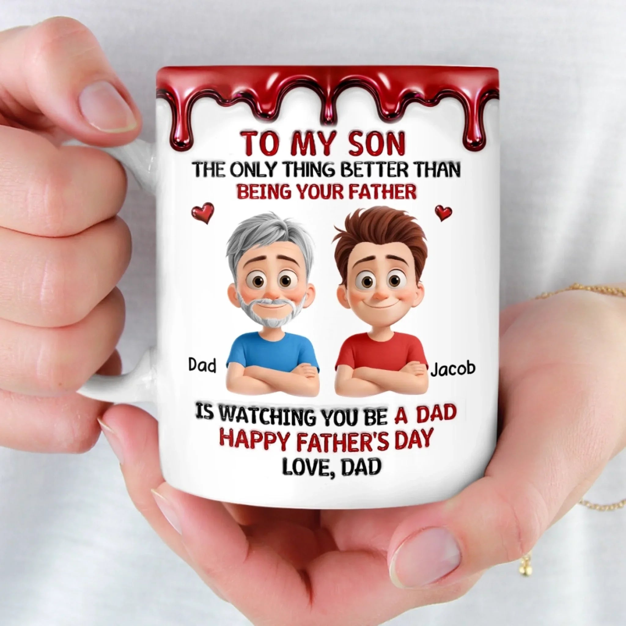 Custom 3D Inflated Effect Printed Mug - Personalized Father's Day Gifts For Son - The Dad Upgrade