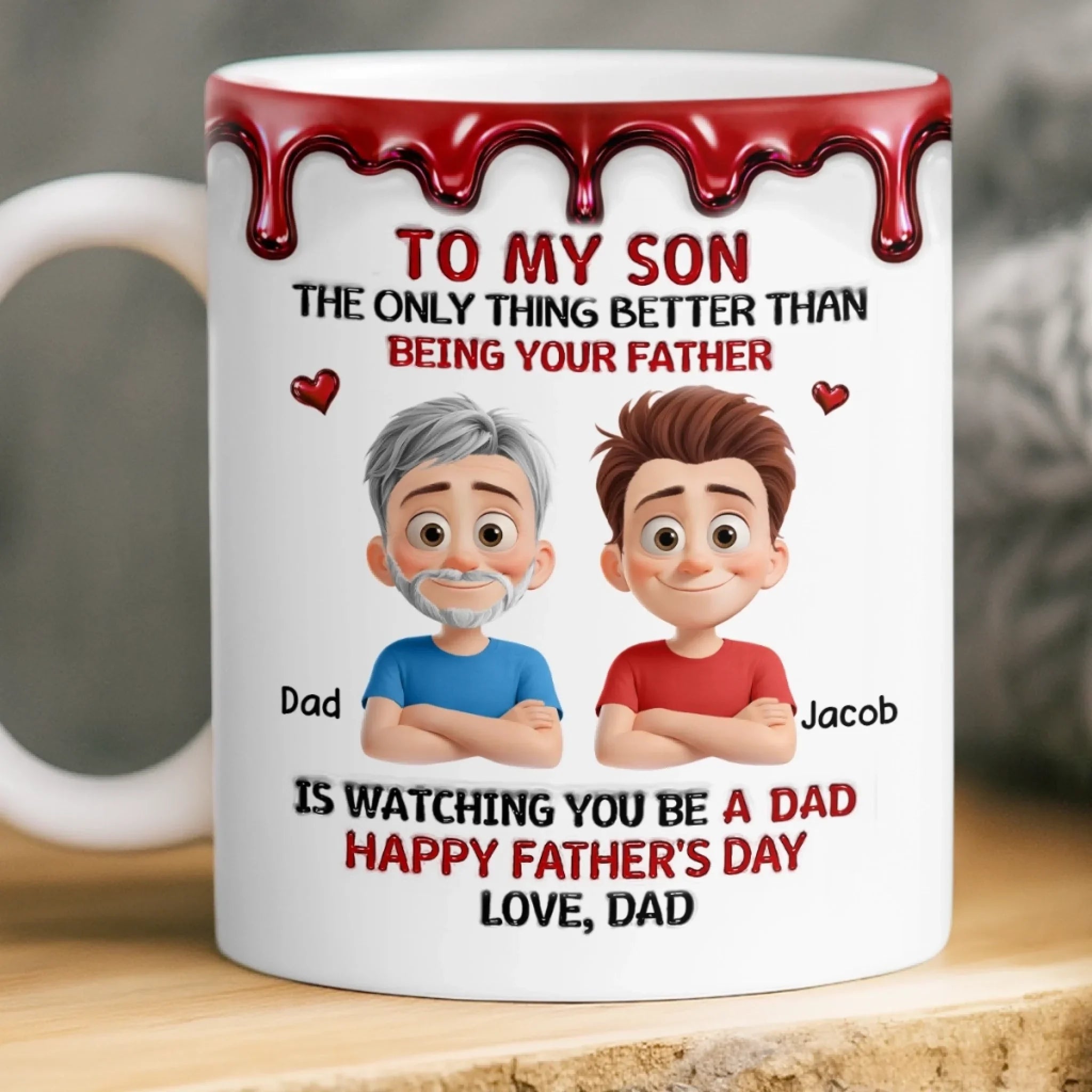 Custom 3D Inflated Effect Printed Mug - Personalized Father's Day Gifts For Son - The Dad Upgrade