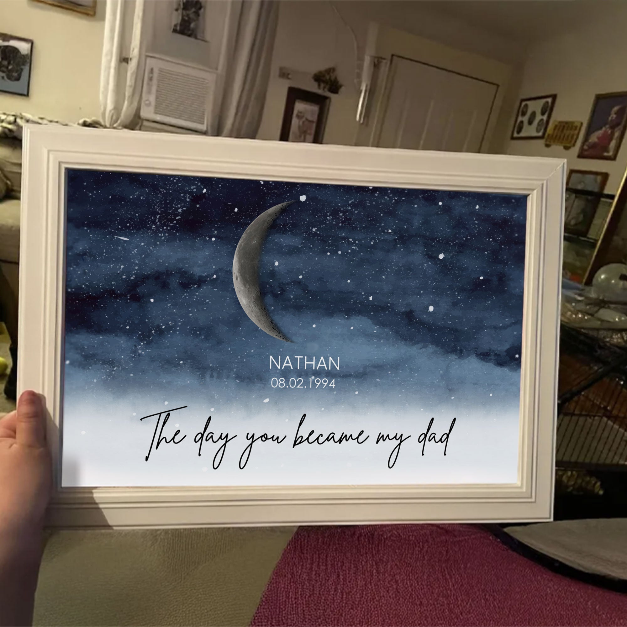 Starry Night Custom Birth Moon Phase The Days You Became Our Dad - Personalized Poster - Gift For Dad, Gift For Husband, Gift For Grandpa