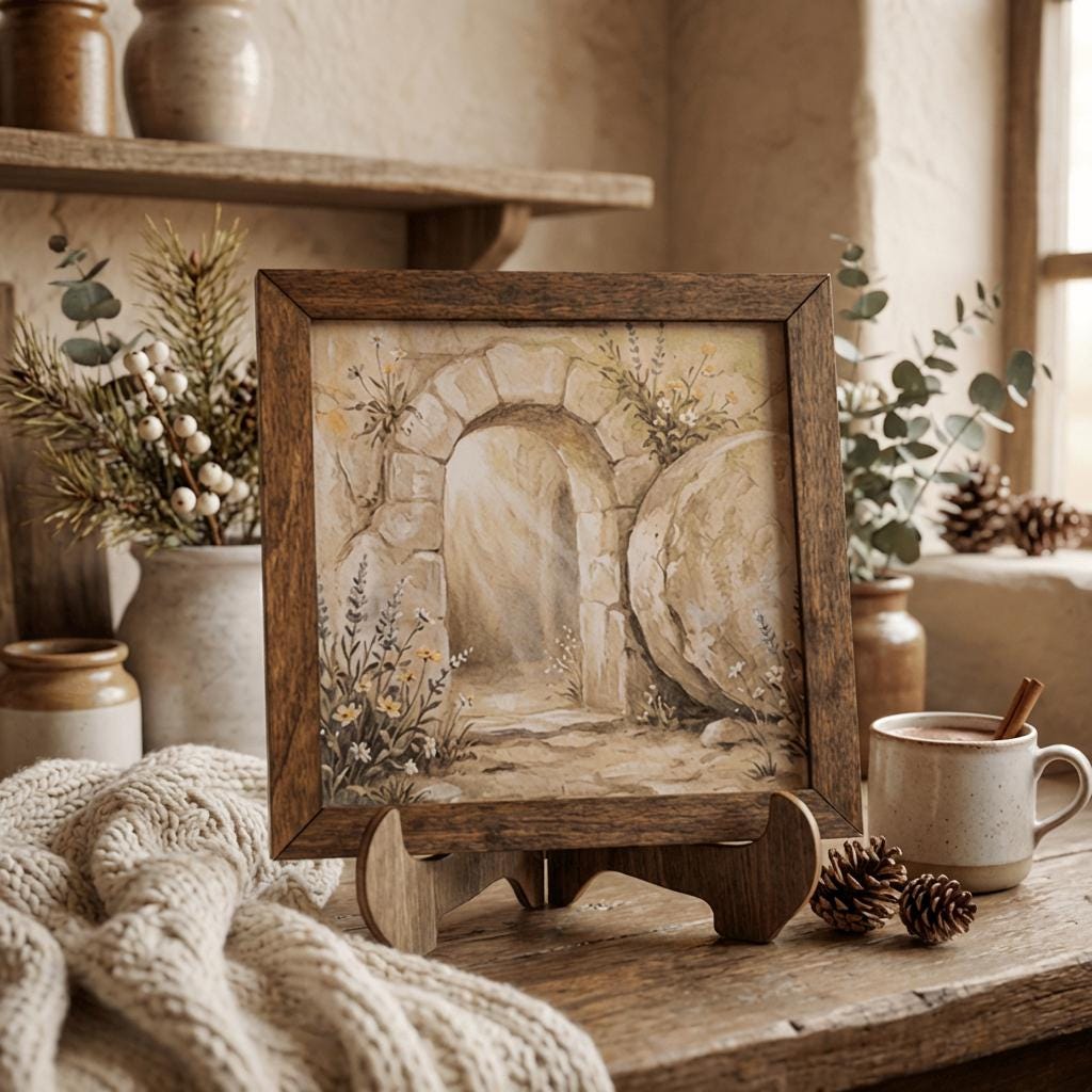 Empty Tomb Christian Art – He Is Risen Wall Decor