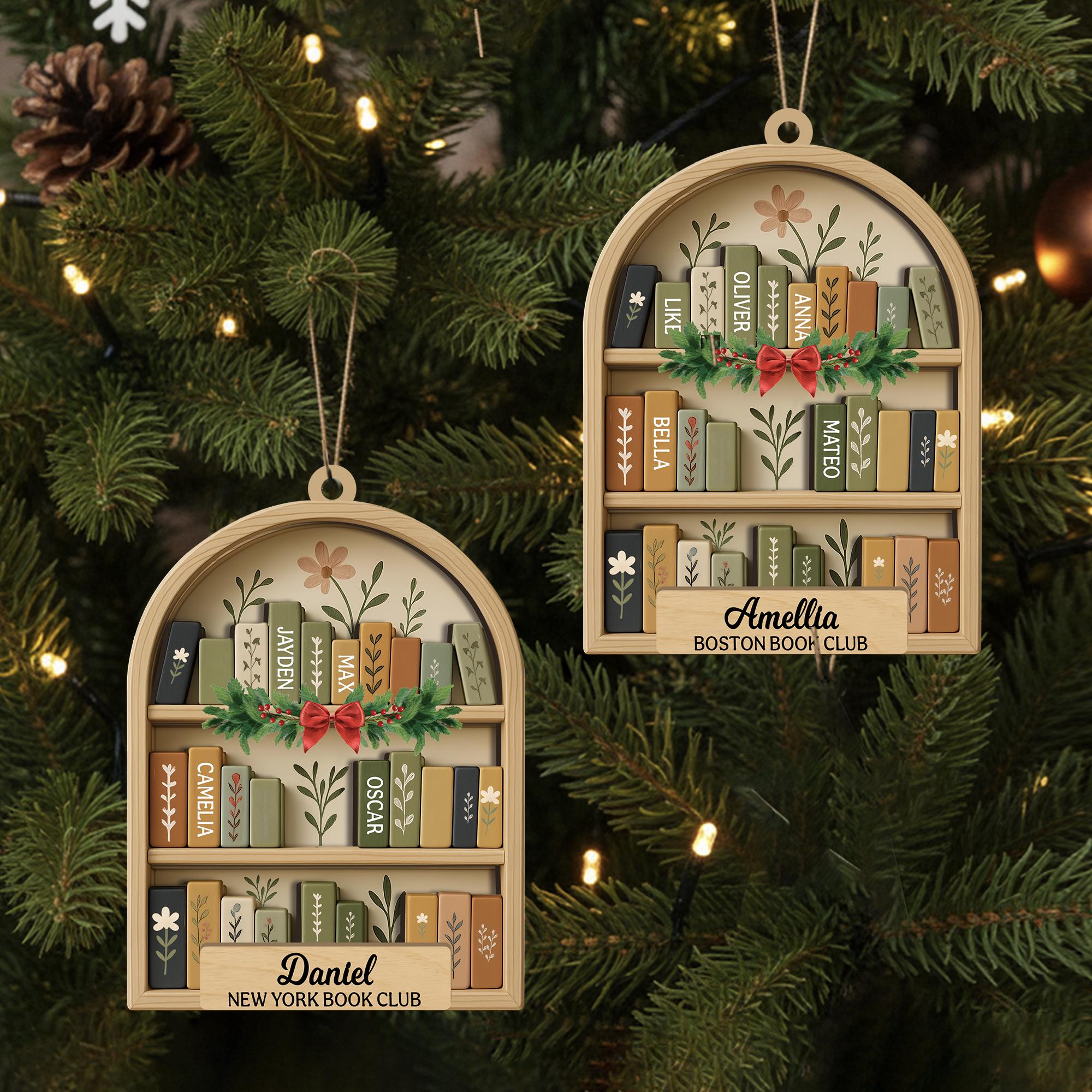 Personalized Book Club Christmas Acrylic Ornament, Christmas Books Ornaments, Gift for Librarian or Reader