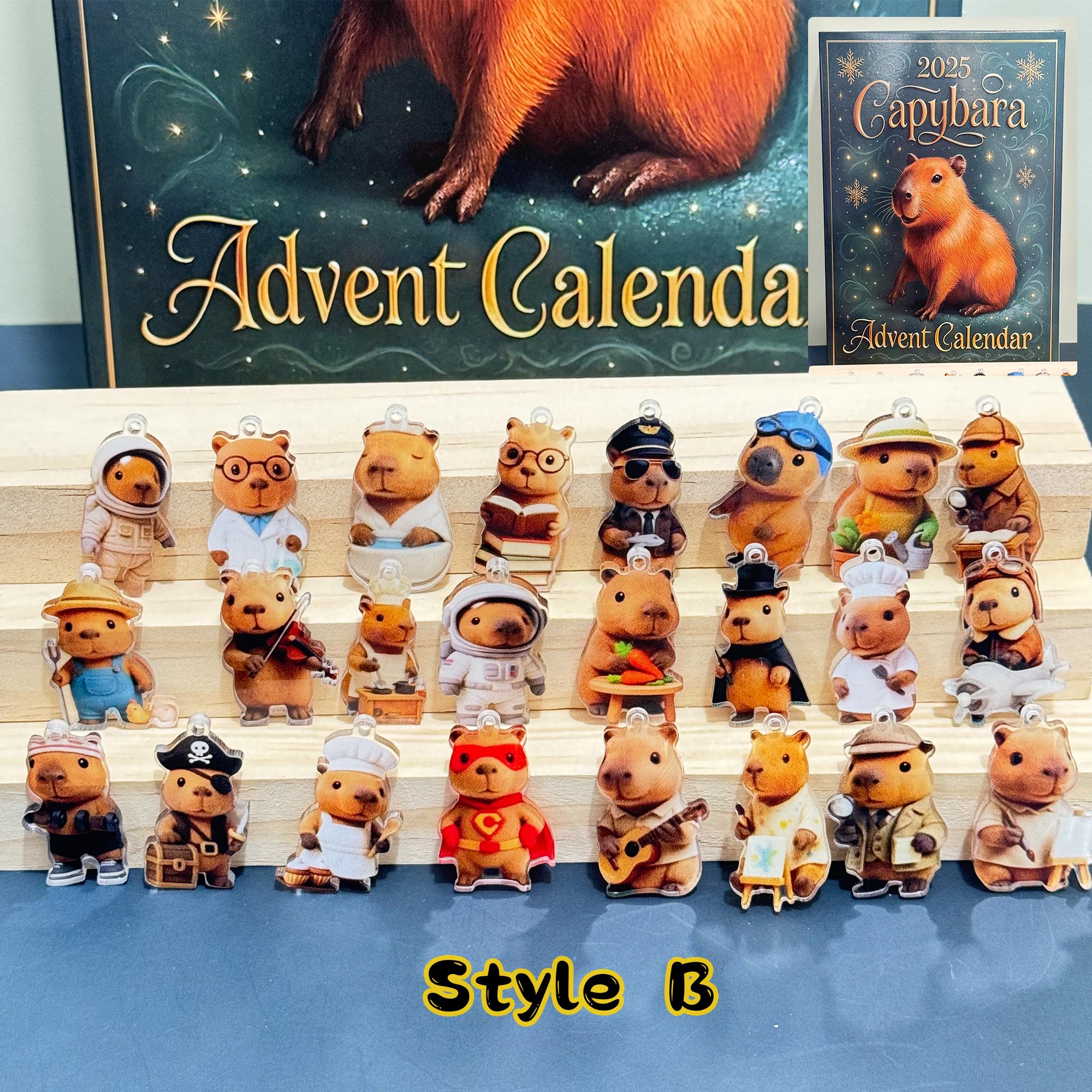 2025 Emotional Support Advent Calendar: 24Pcs Funny Acrylic Ornaments,Vegetable,Fruits,Capibara,The Dragon & Forest,Christmas Countdown Gift