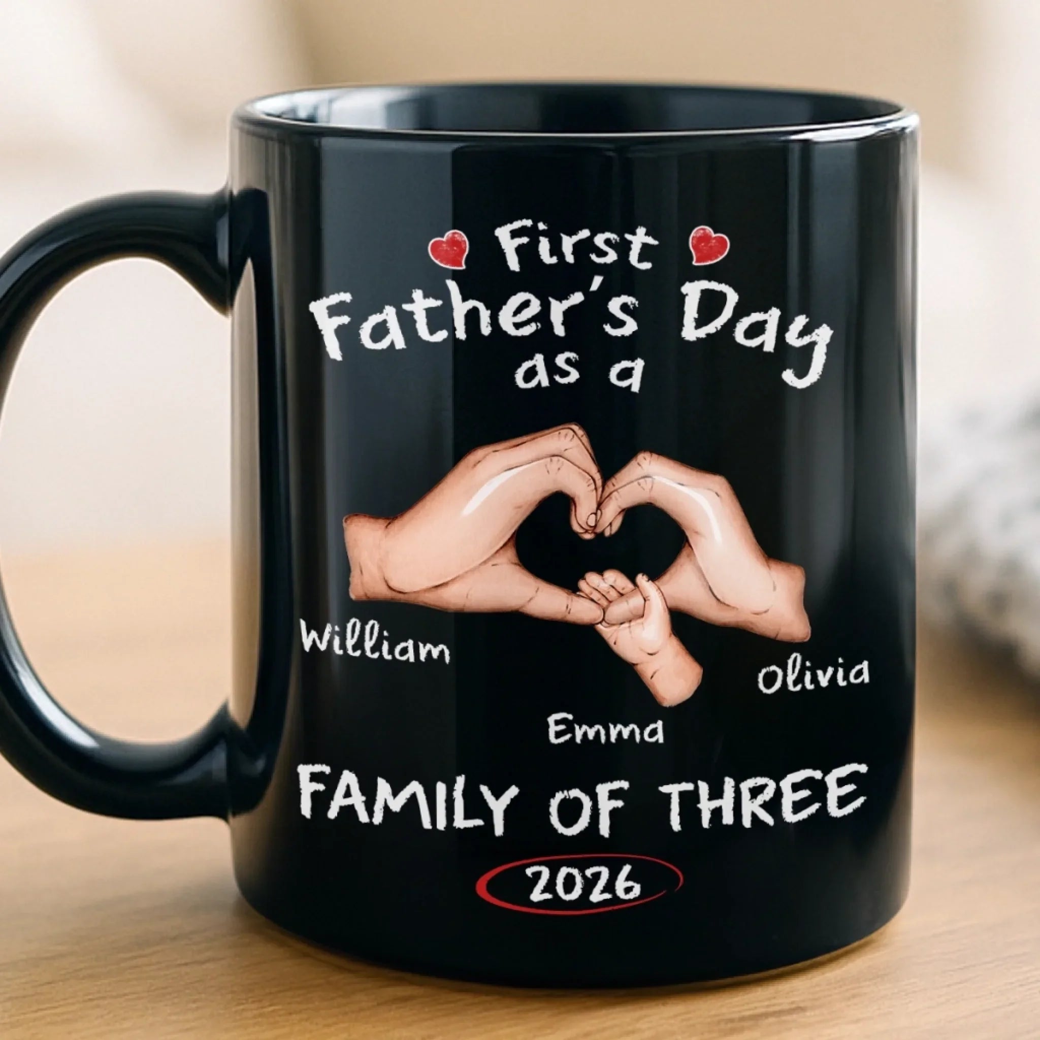 Custom Black Mug - Personalized Father's Day, Baby Shower, Gender Reveal Gifts For New Moms, New Dads, New Parents - New Adventures Begin With Us