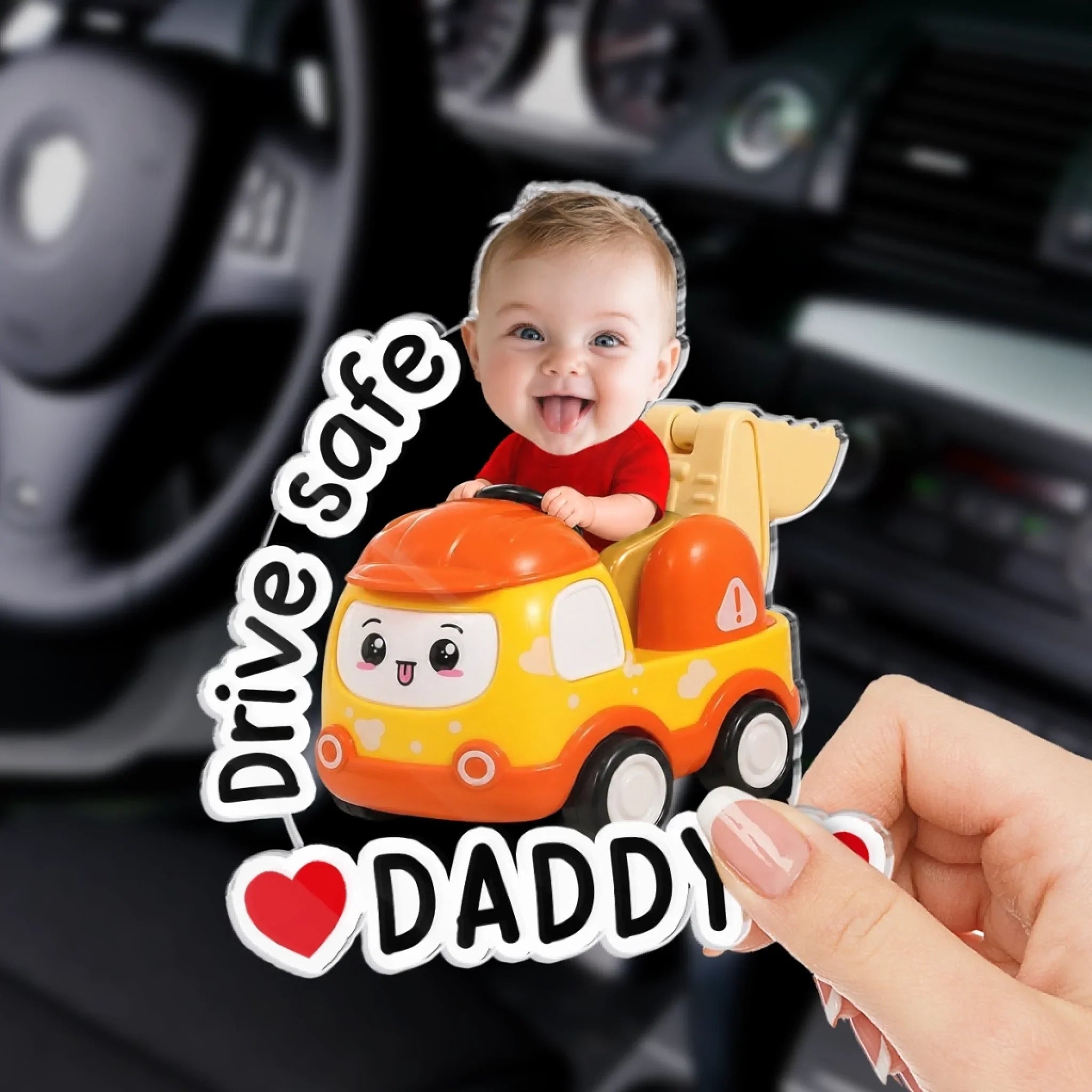 Custom Photo Acrylic Car Visor Clip - Personalized Father's Day Gifts For Dad, Grandpa - Carry My Heart With You