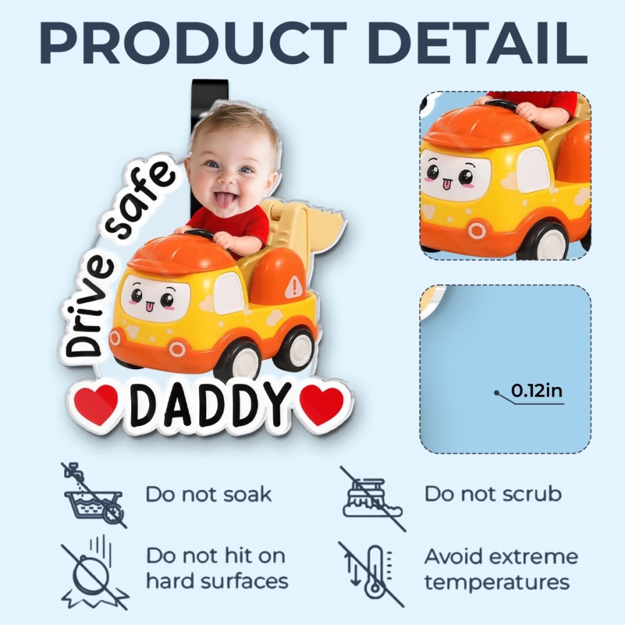 Custom Photo Acrylic Car Visor Clip - Personalized Father's Day Gifts For Dad, Grandpa - Carry My Heart With You