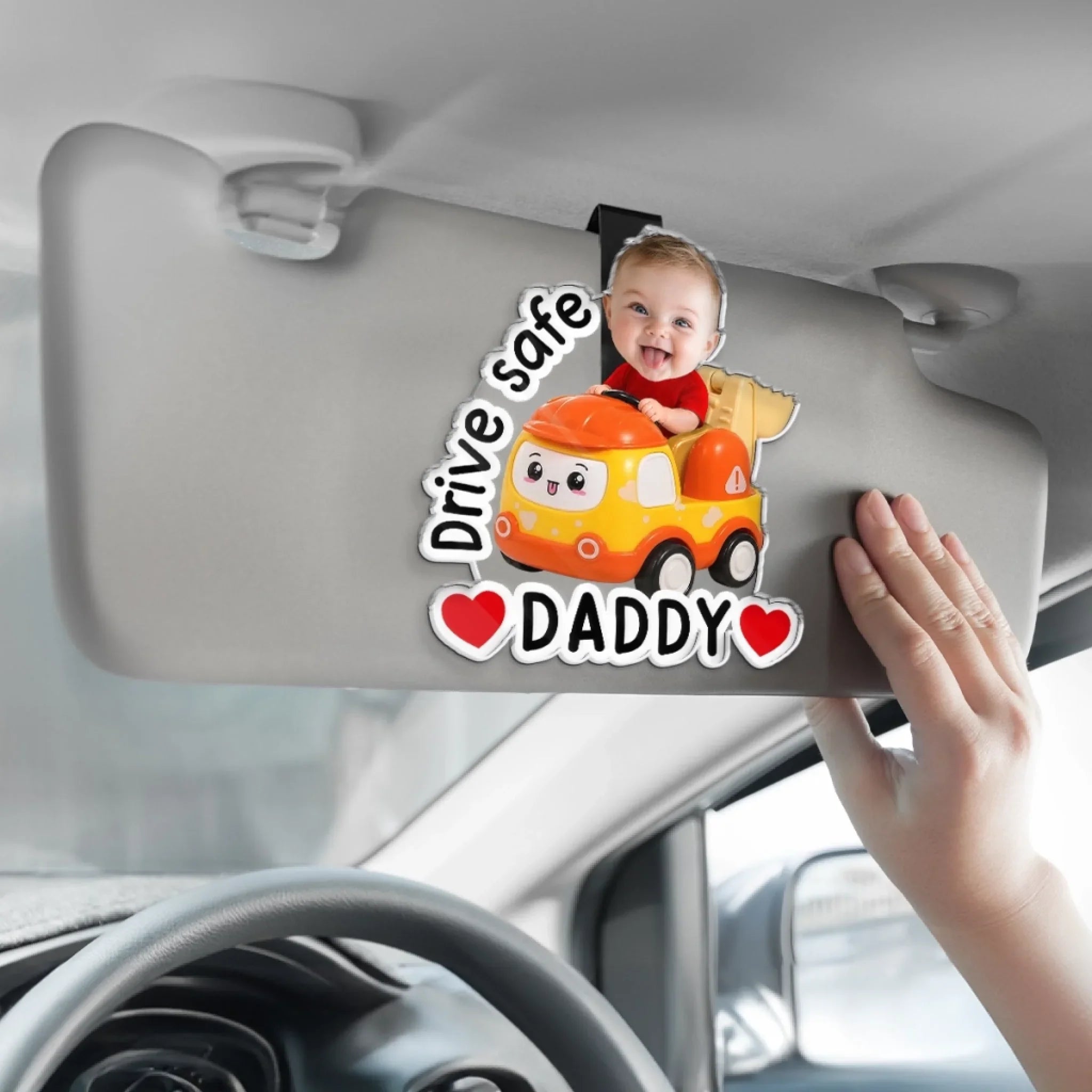 Custom Photo Acrylic Car Visor Clip - Personalized Father's Day Gifts For Dad, Grandpa - Carry My Heart With You