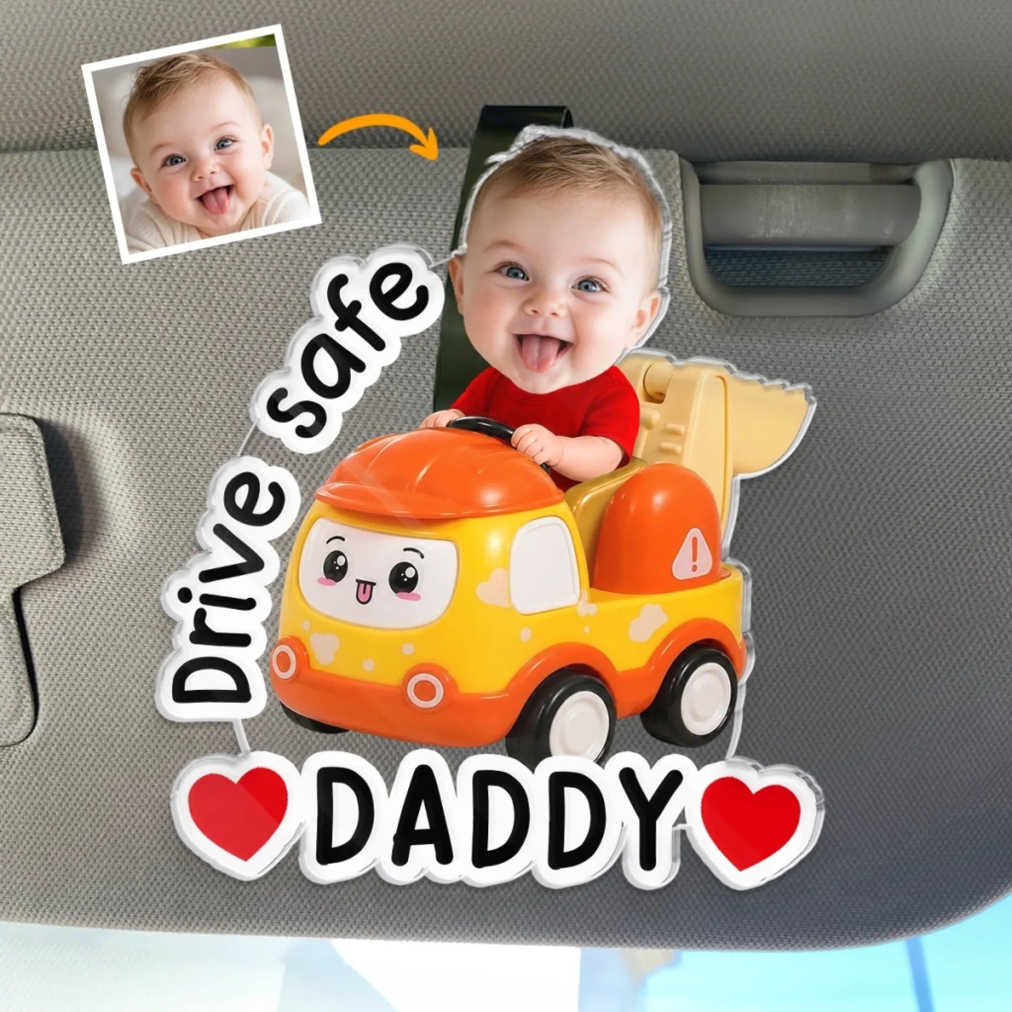Custom Photo Acrylic Car Visor Clip - Personalized Father's Day Gifts For Dad, Grandpa - Carry My Heart With You