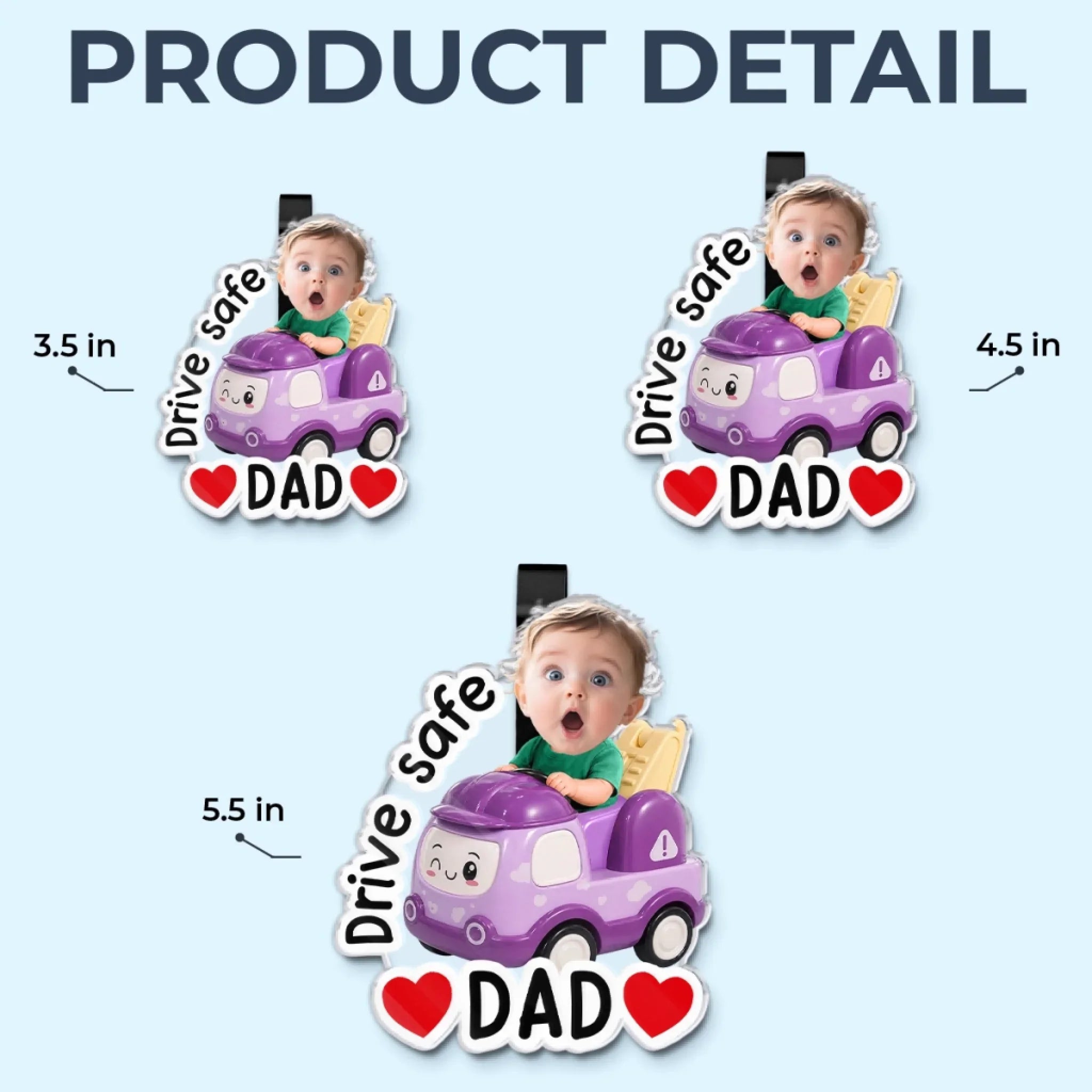 Custom Photo Acrylic Car Visor Clip - Personalized Father's Day Gifts For Dad, Grandpa - Carry My Heart With You