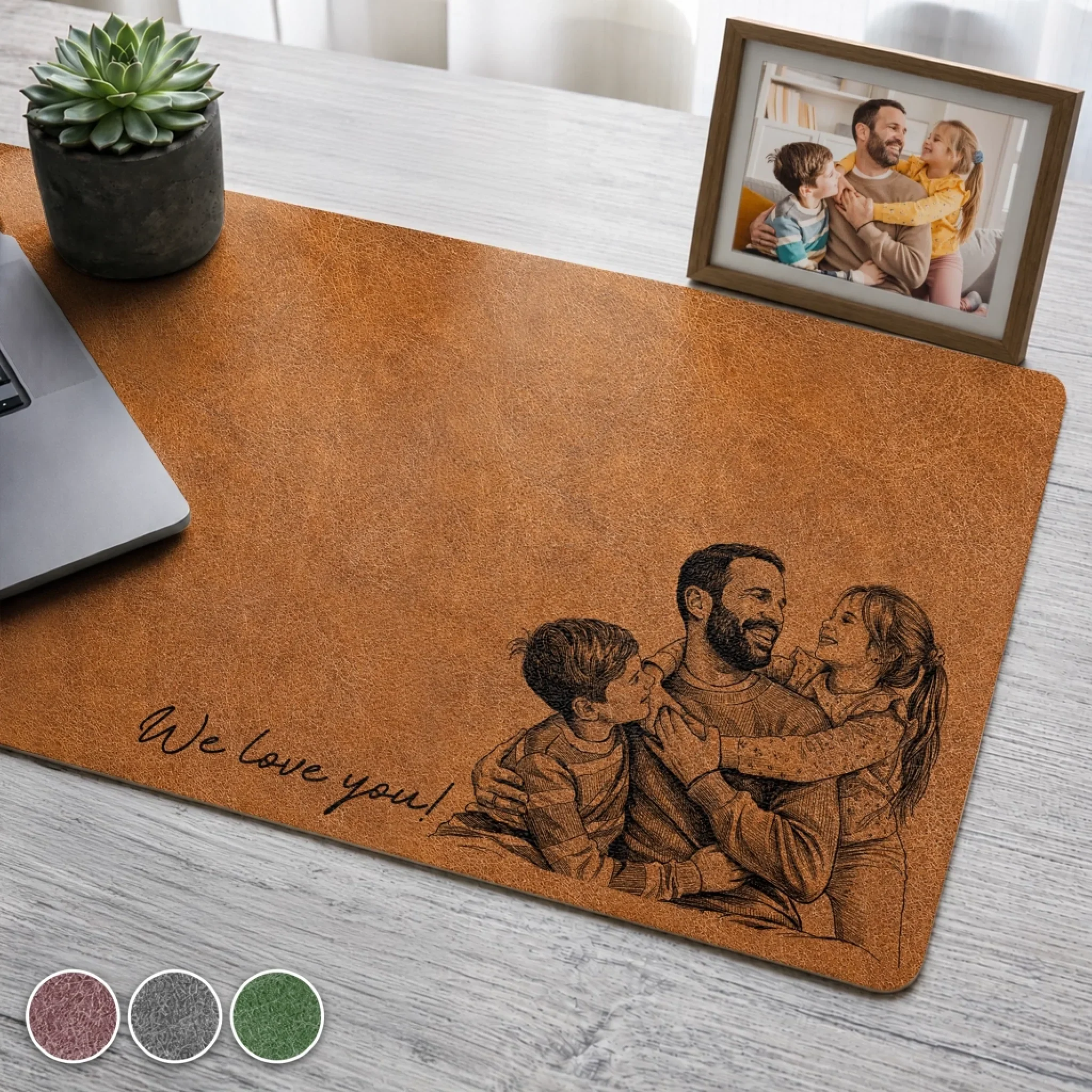 Custom Photo Desk Mat - Personalized Father's Day Birthday Gifts For Dad, Grandpa - Forever Thankful For A Dad Like You