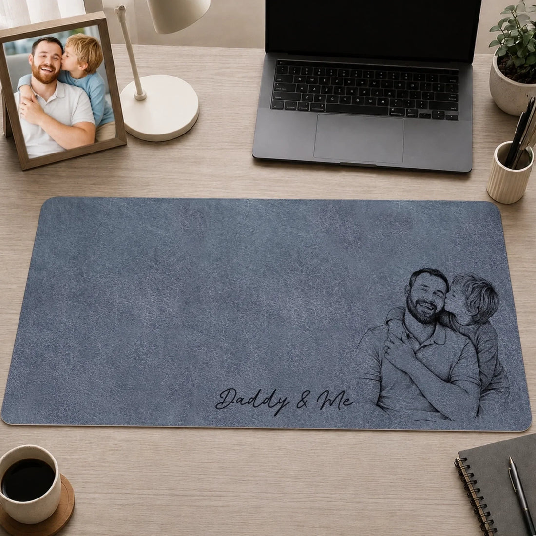 Custom Photo Desk Mat - Personalized Father's Day Birthday Gifts For Dad, Grandpa - Forever Thankful For A Dad Like You