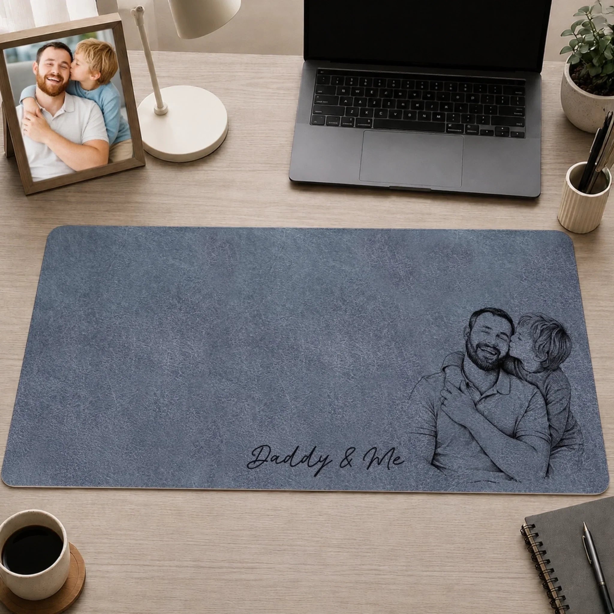 Custom Photo Desk Mat - Personalized Father's Day Birthday Gifts For Dad, Grandpa - Forever Thankful For A Dad Like You